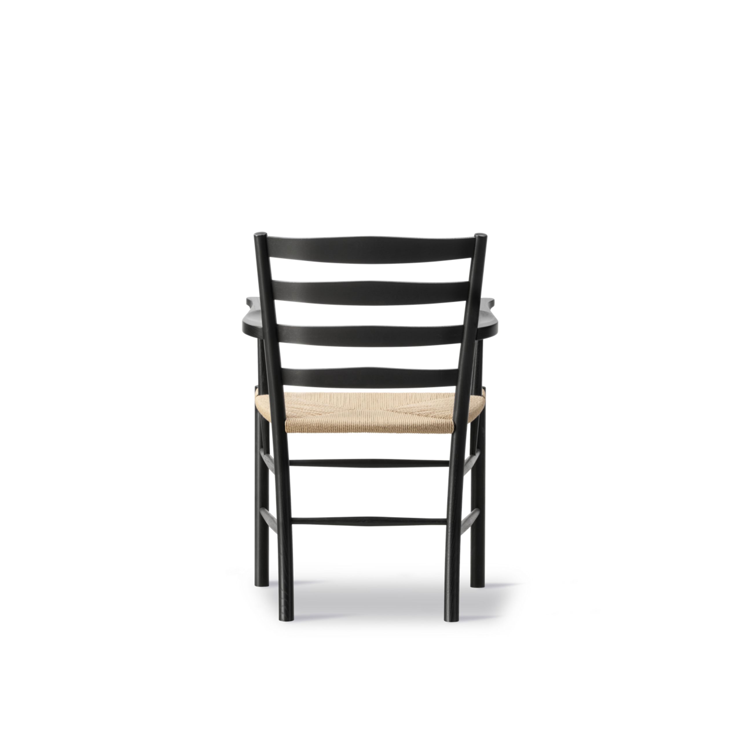 Fredericia Furniture - Dining chair - Klint Armchair 3208 / By Kaare Klint - Black Lacquered Oak / Natural Papercord