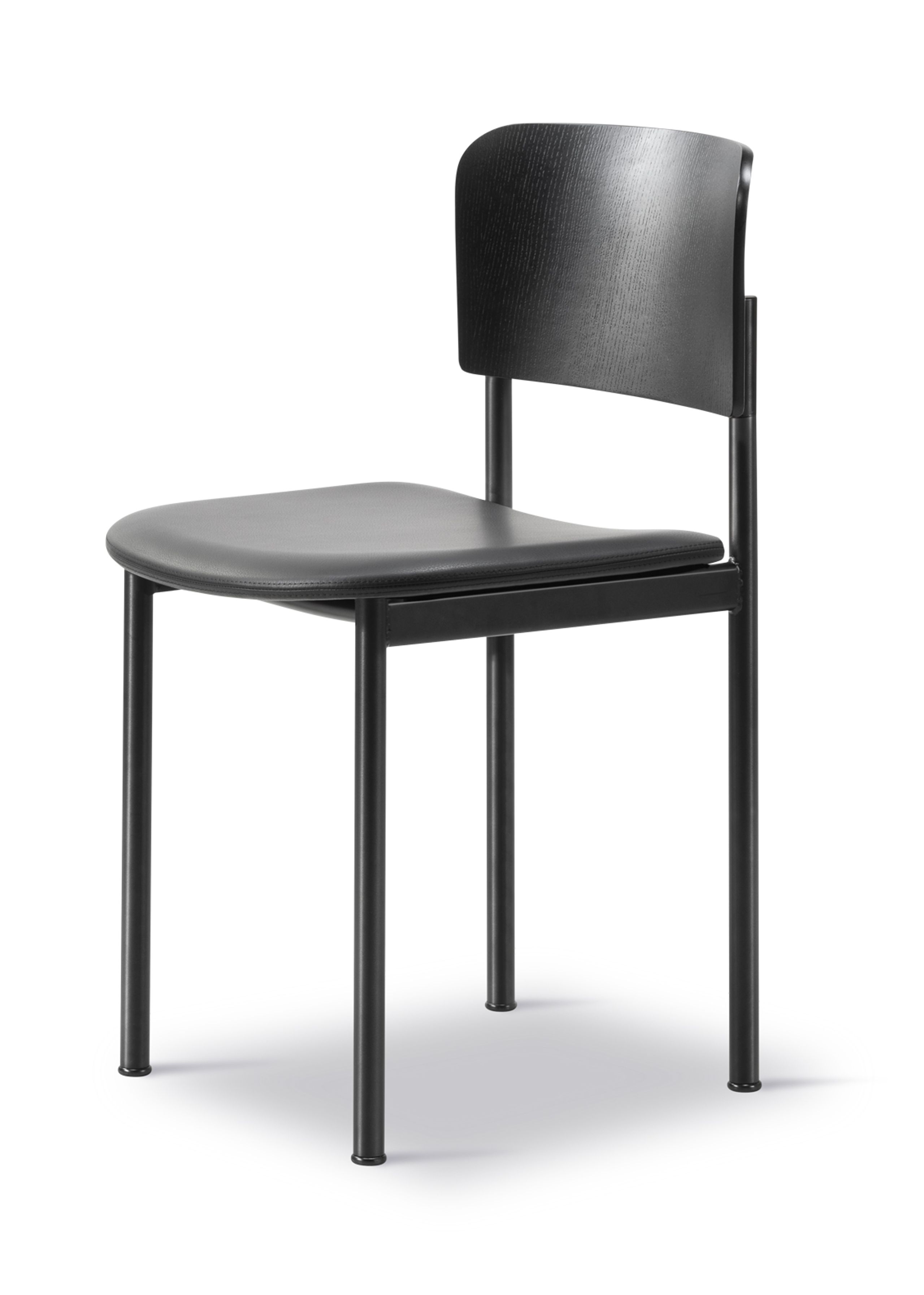 Fredericia Furniture - Sedia da pranzo - Plan Chair 3413 by Edward Barber & Jay Osgerby - Black Lacquered Oak & Omni 301 Black / Black