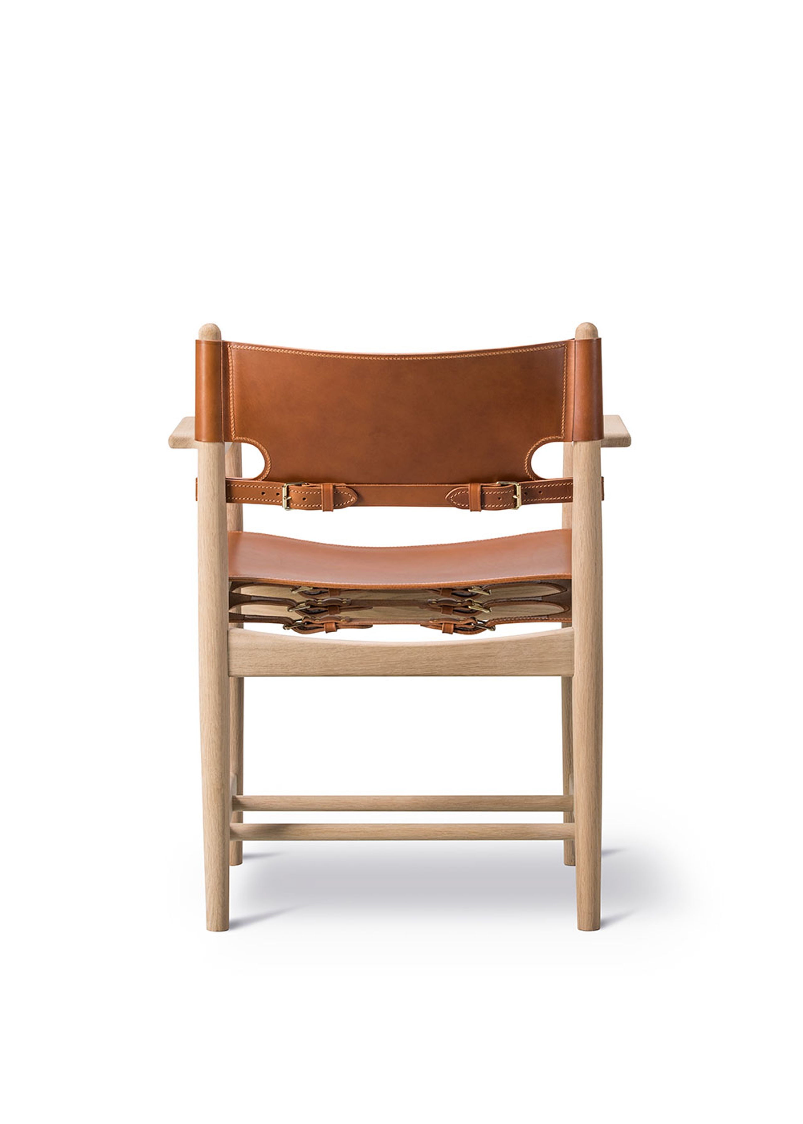 Fredericia Furniture - Chaise - The Spanish Chair 3238 by Børge Mogensen - Oiled Oak / Cognac Saddle Leather