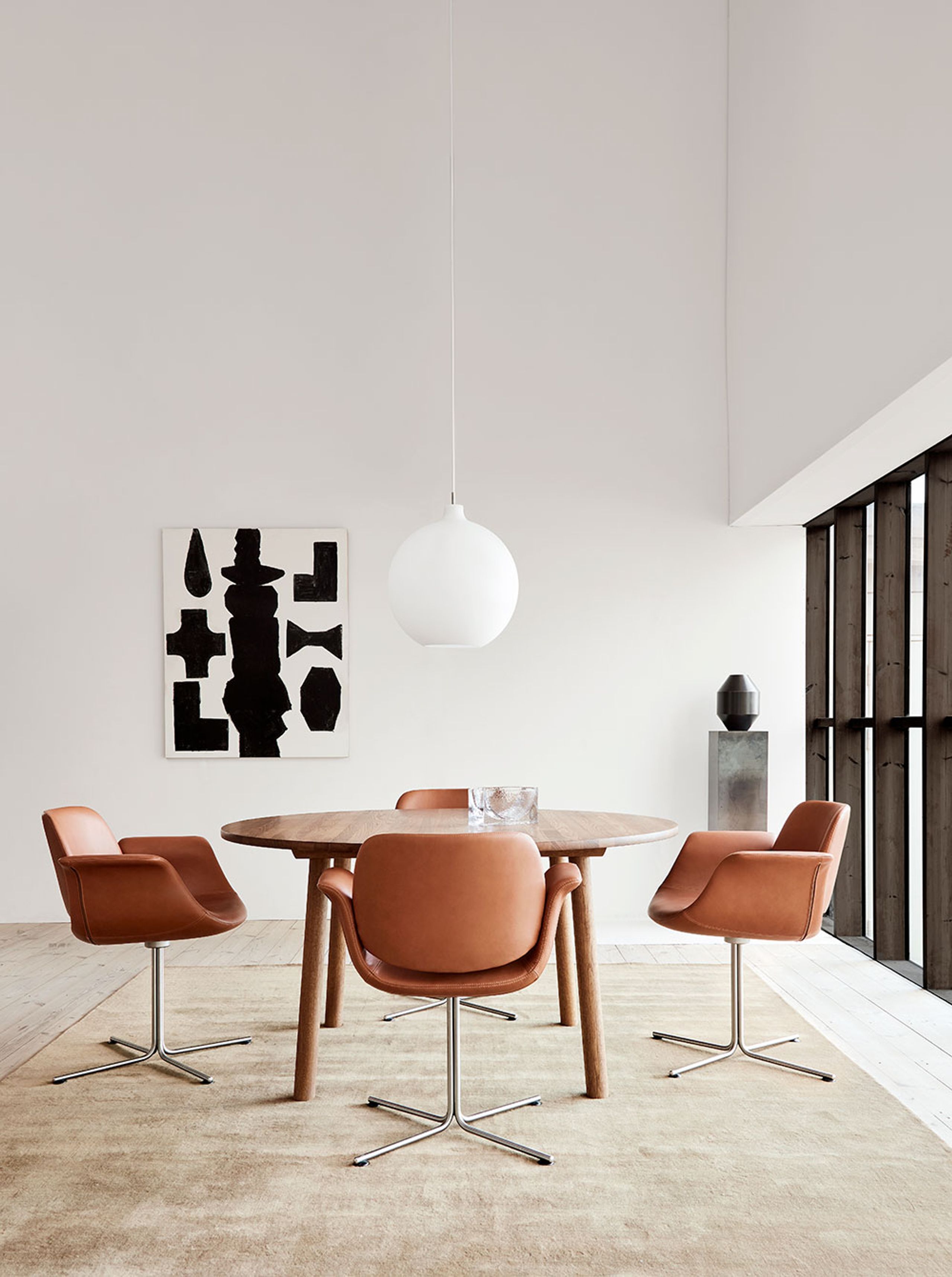 Fredericia Furniture - Stol - Flamingo Chair 3380 by Foersom & Hiort-Lorenzen - Trace 8146 Olive / Stainless Steel