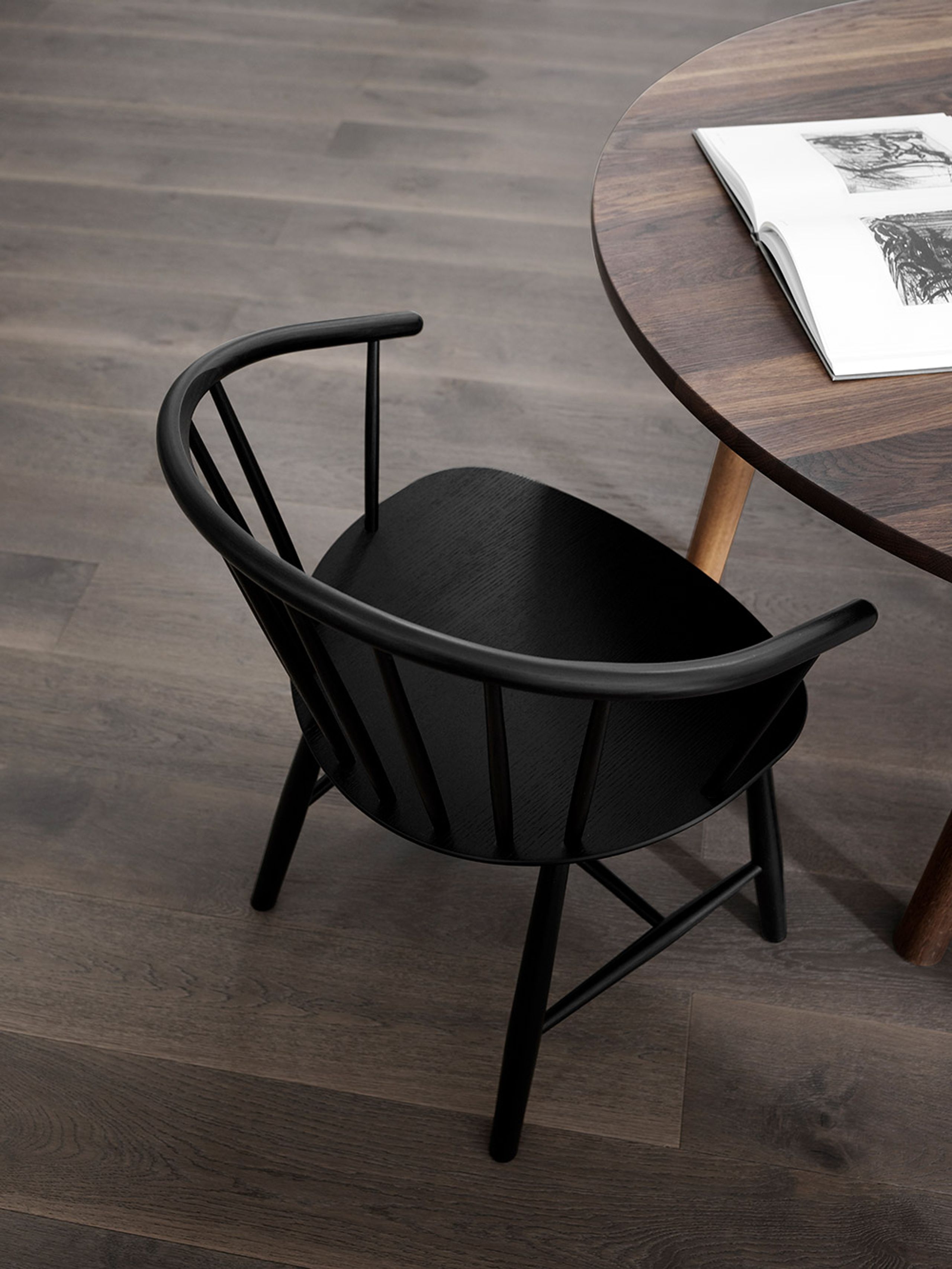Fredericia Furniture - Chair - J64 Chair 3064 by Ejvind A. Johansson - Black Ash