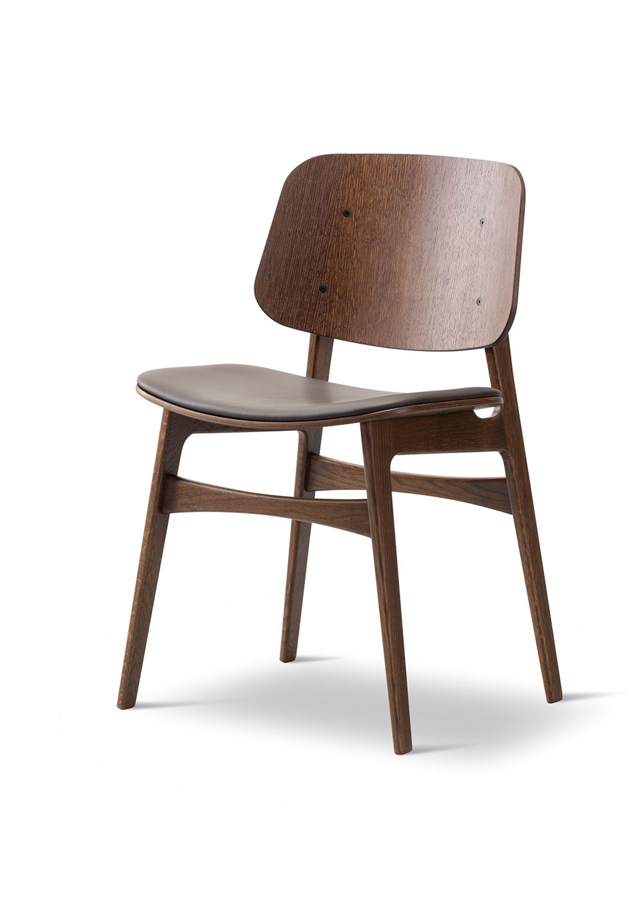 Fredericia Furniture - Chaise - Søborg Chair 3051 by Børge Mogensen - Omni 377 Dark Brown / Oiled Walnut
