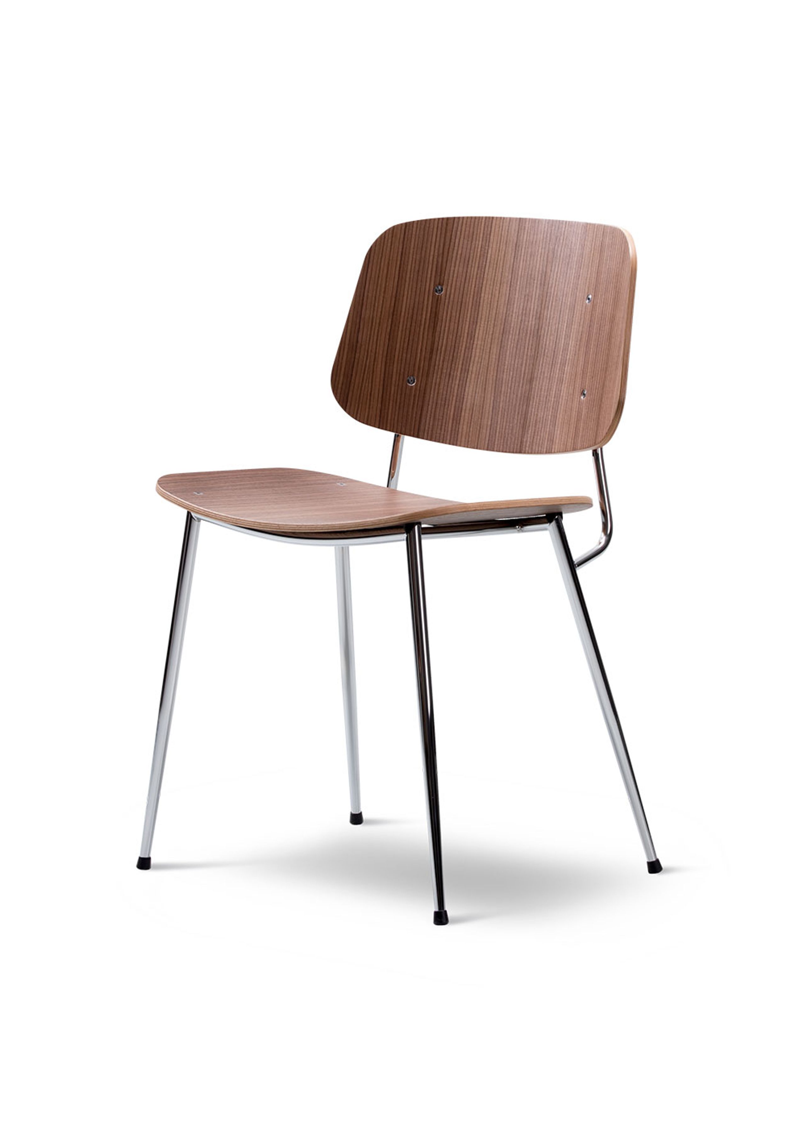 Fredericia Furniture - Chaise - Søborg Chair 3060 by Børge Mogensen - Oiled Walnut / Chrome