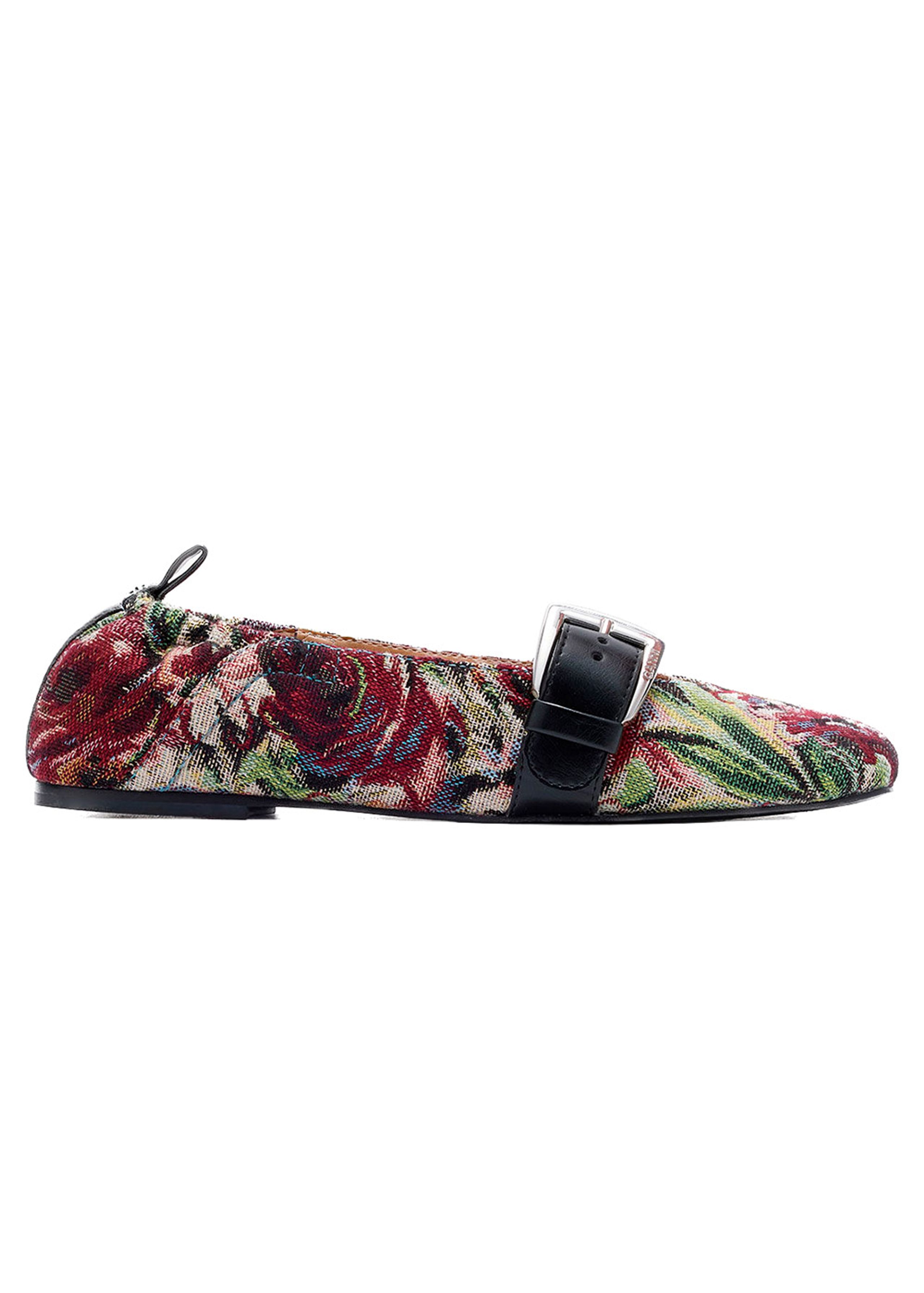 Ganni - Baleríny - Butterfly Strap Ballerina Tapestry - Tawny Port