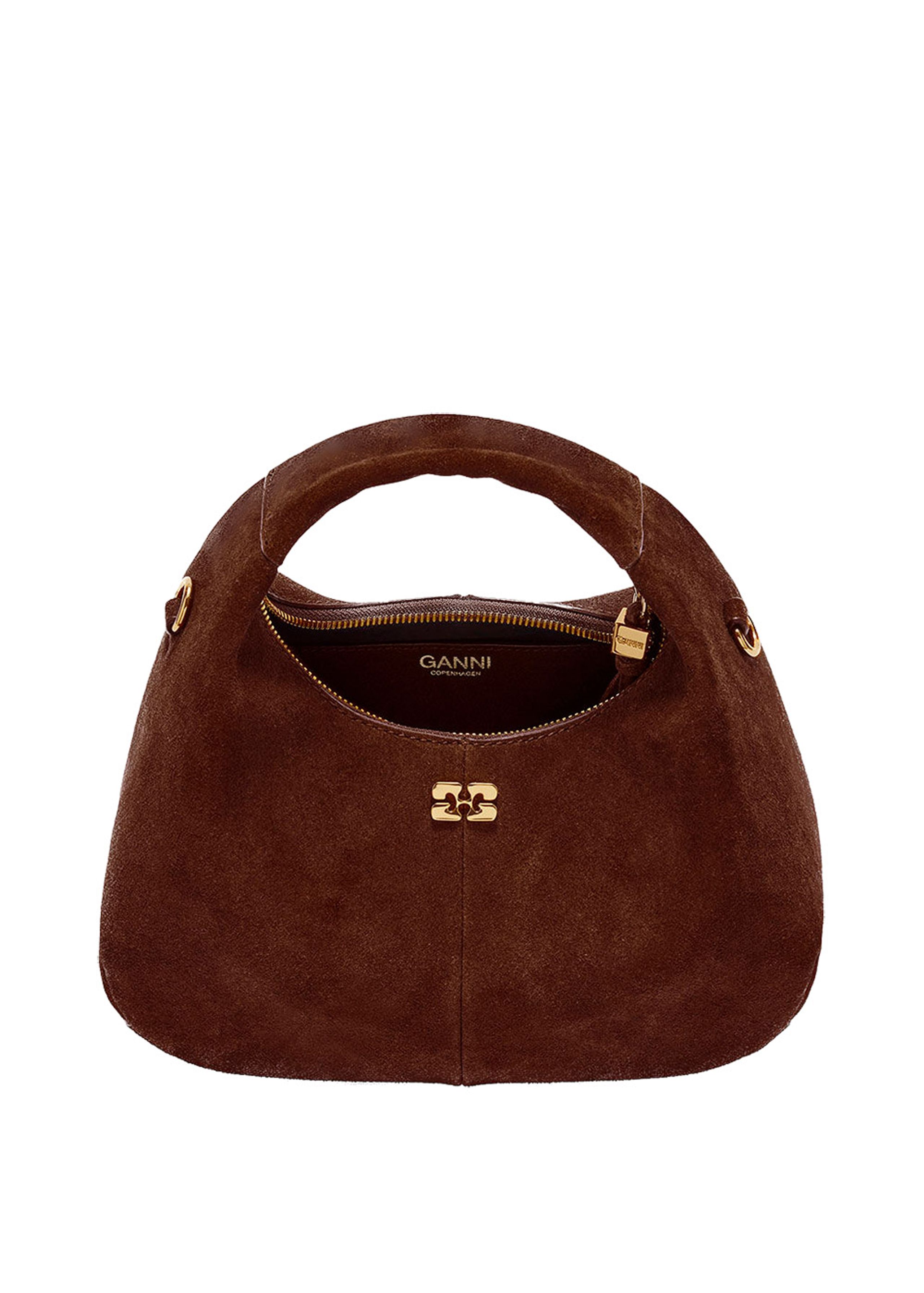 Ganni - Käsilaukku - Hobo Mini Recycled Suede Pelinova - Chicory Coffee
