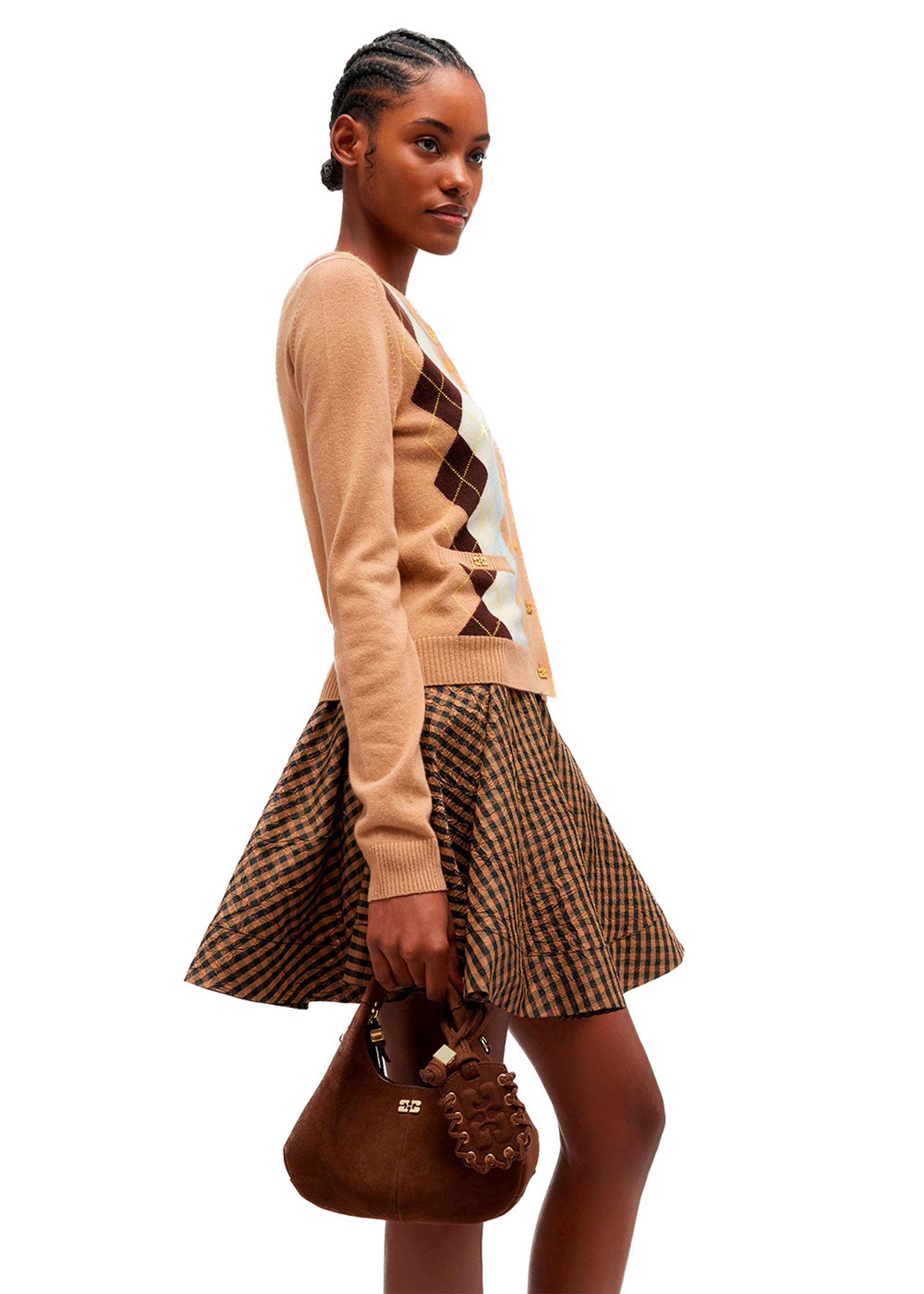 Ganni - Käsilaukku - Hobo Mini Recycled Suede Pelinova - Chicory Coffee