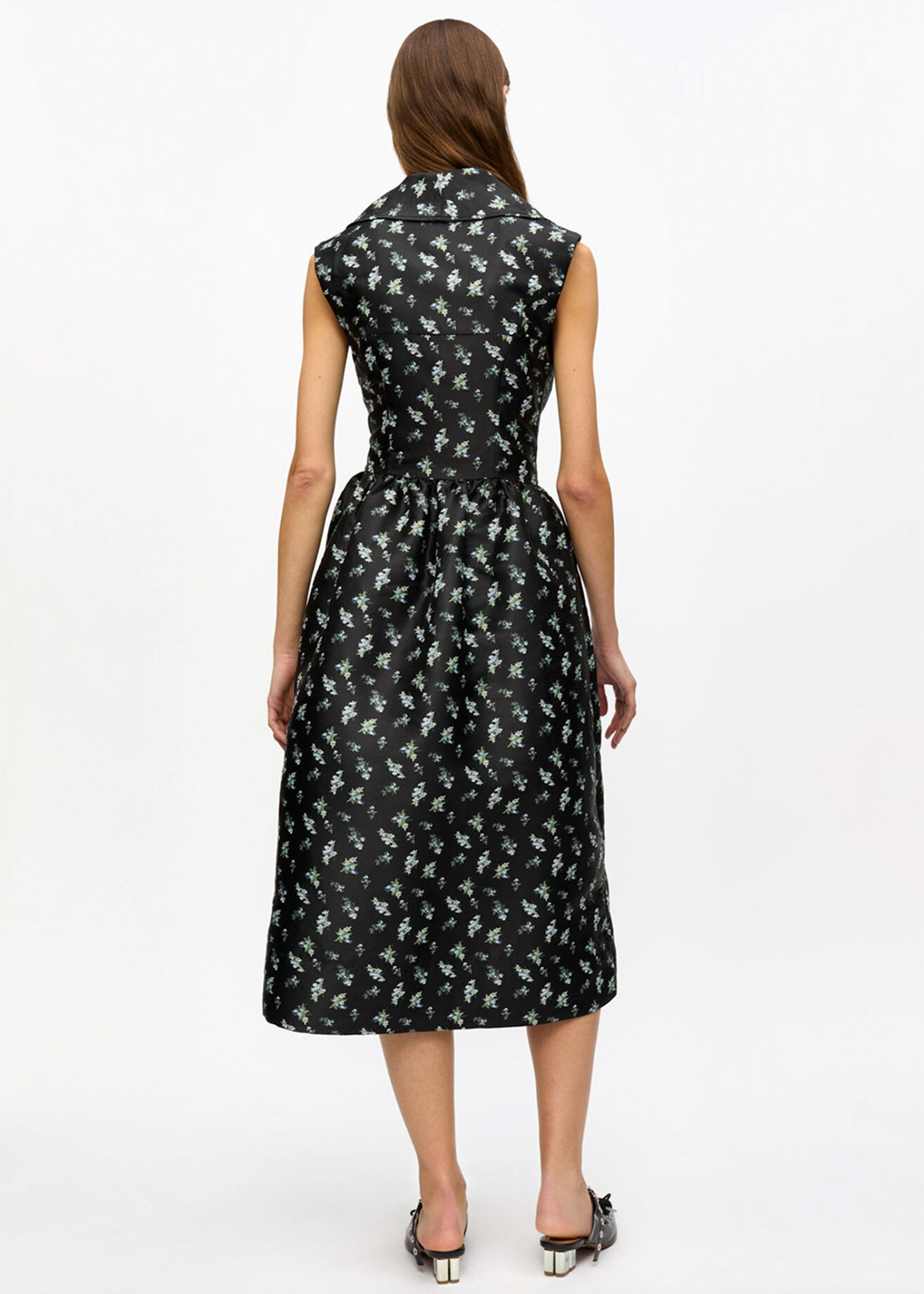 Ganni - Dress - Floral Jacquard Midi Dress - Black