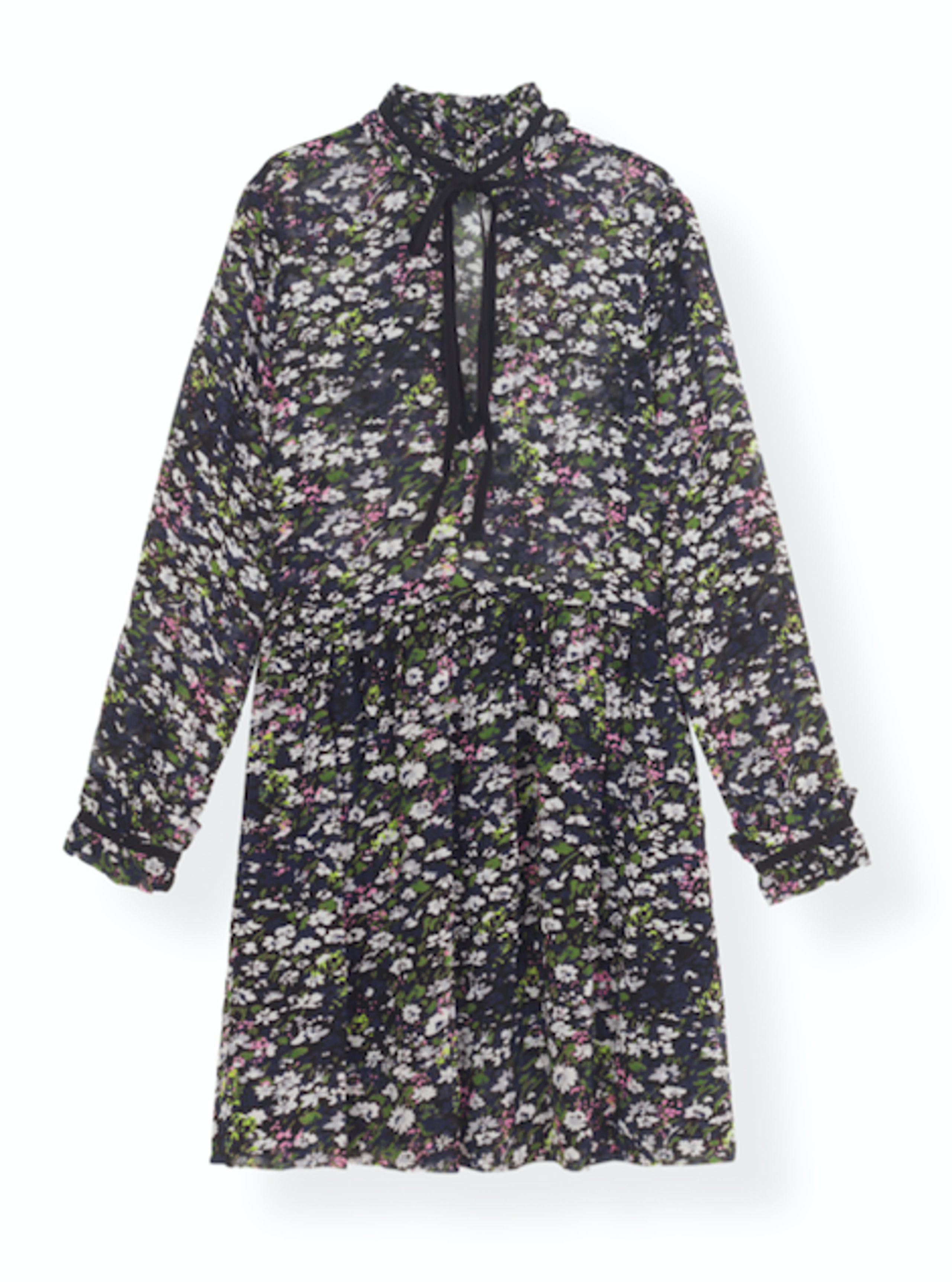 Ganni - Dress - Printed Georgette Mini Dress F3956 - Black