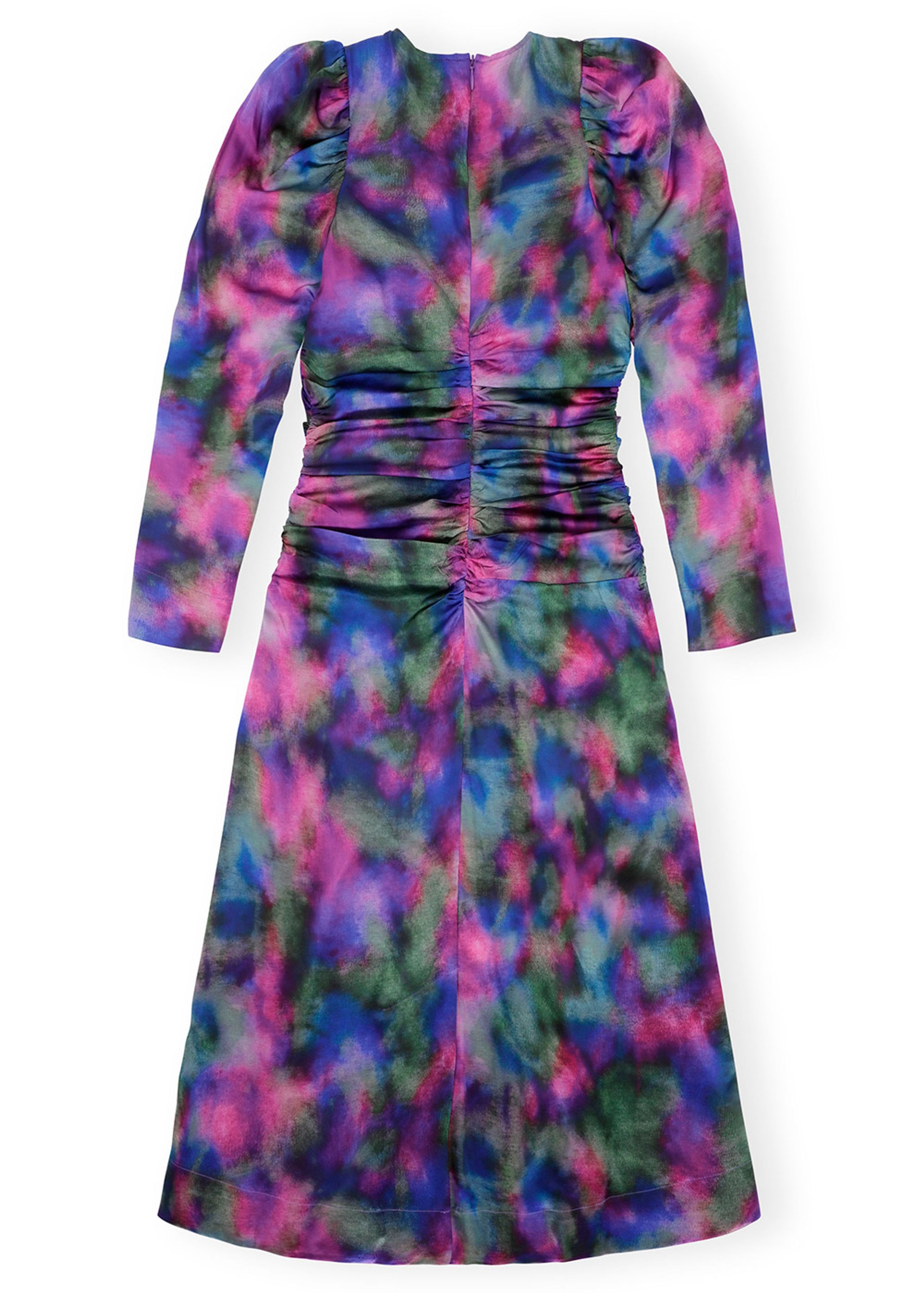 Ganni - Dress - Silk Stretch Satin O-Neck Midi Dress - Simply Purple