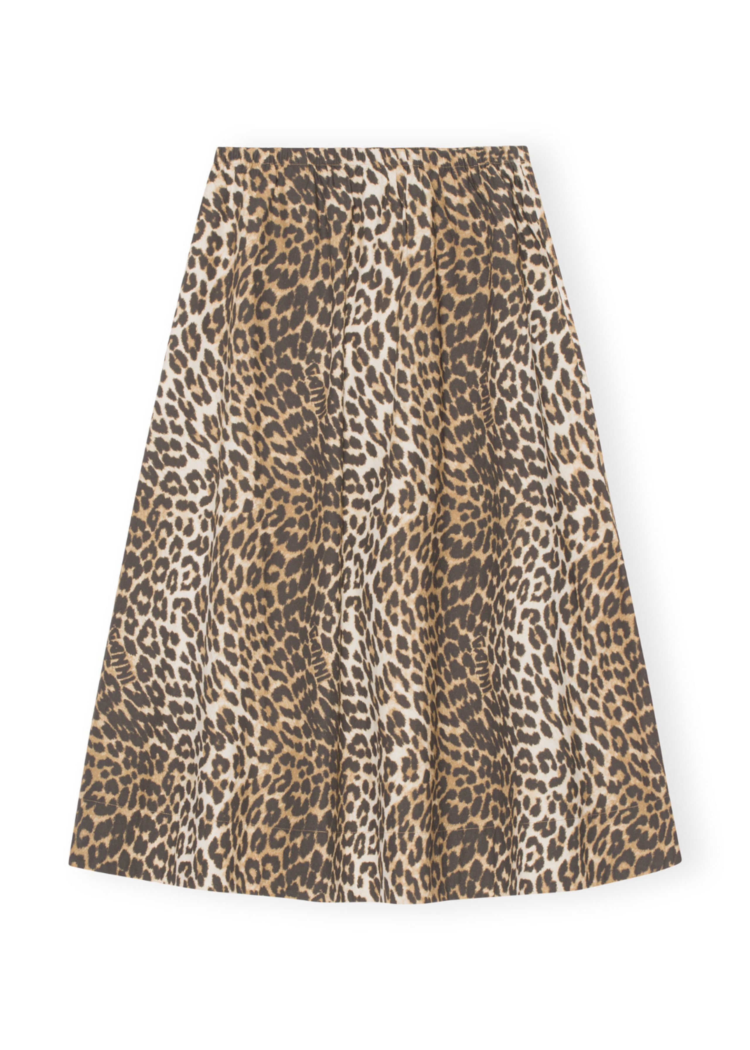 Ganni - Skirt - Printed Cotton Elasticated Maxi Skirt - Big Leopard/Almond Milk