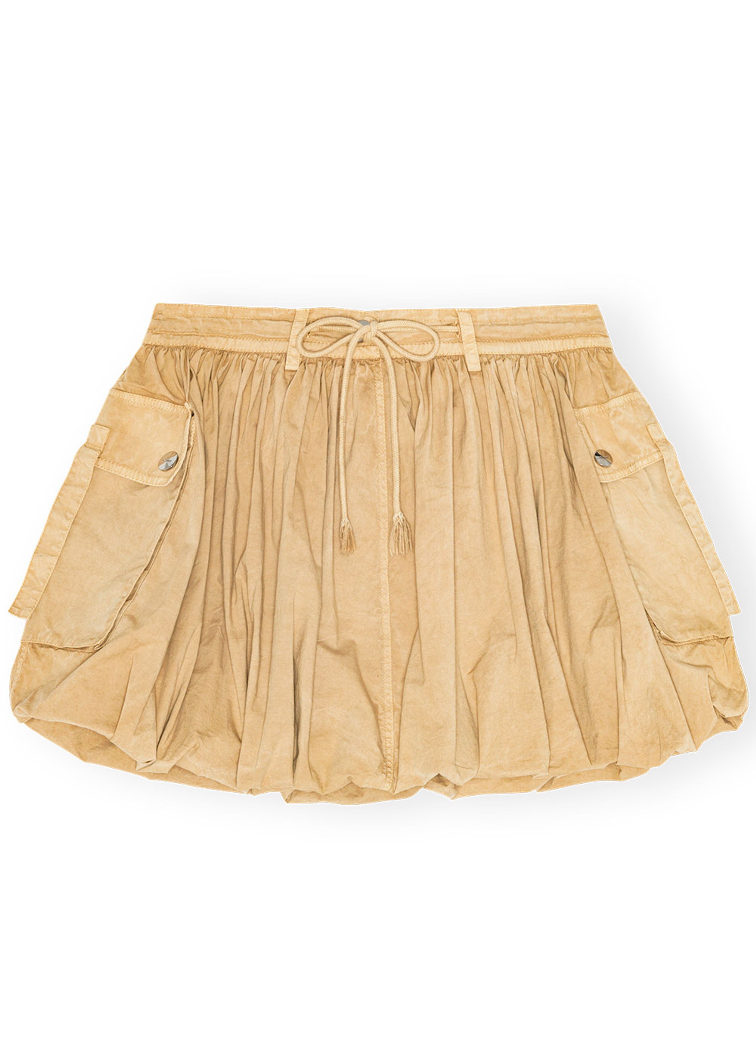 Ganni - Nederdel - Washed Stretch Cotton Mini Bubble Skirt - Lark
