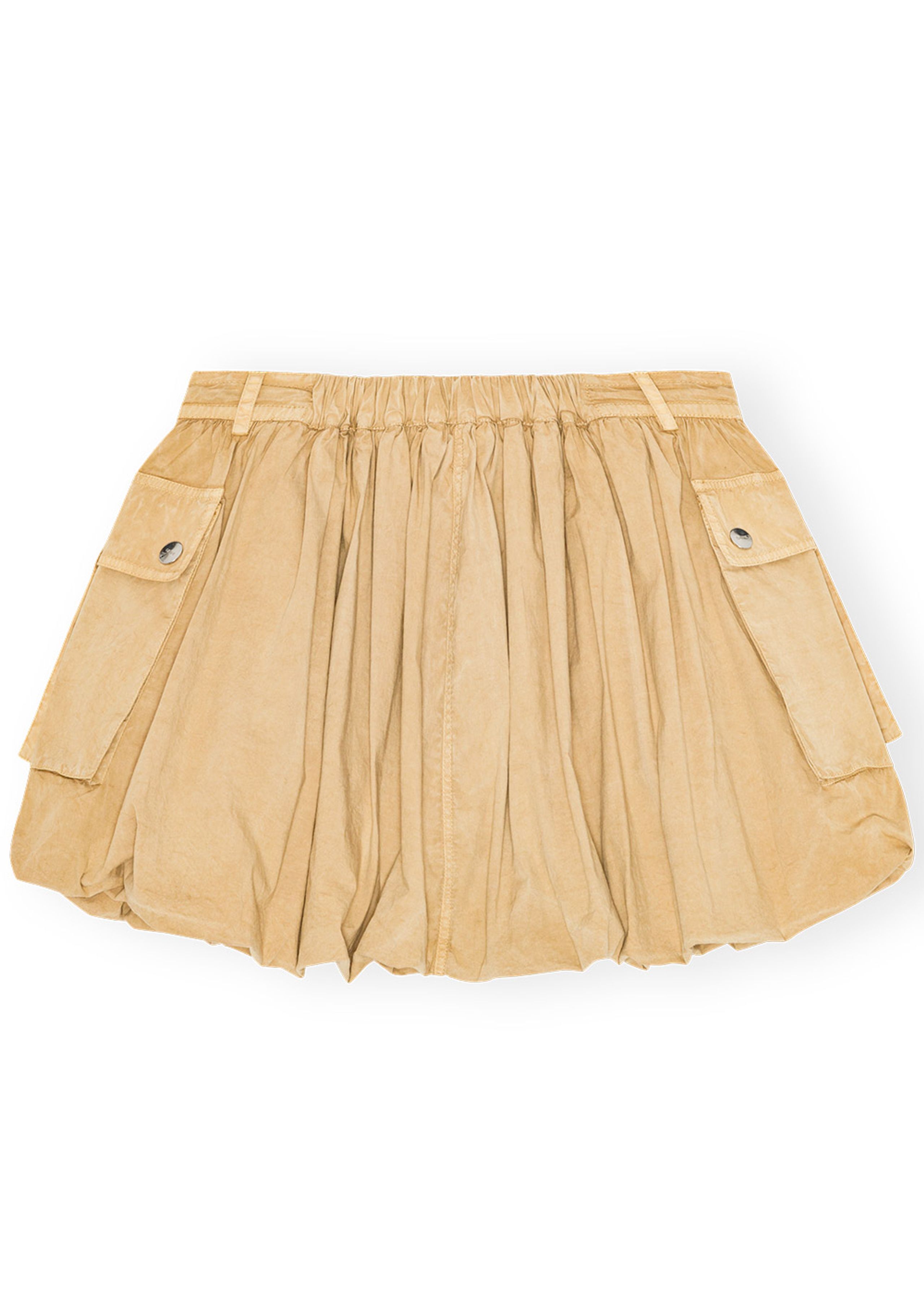 Ganni - Nederdel - Washed Stretch Cotton Mini Bubble Skirt - Lark