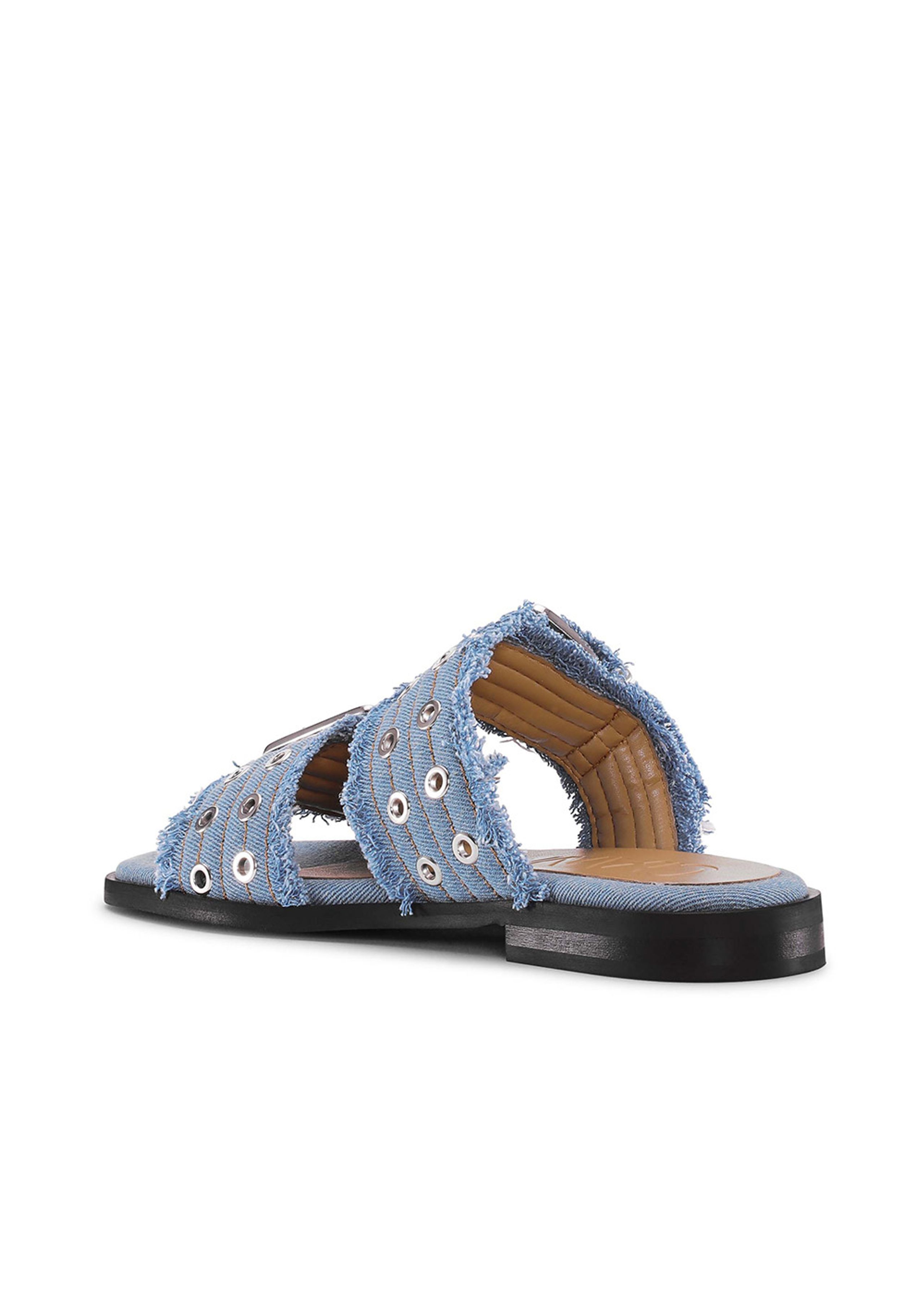 Ganni - Sandaalit - Feminine Buckle Two Strap Sandal Charms Denim - Faded Denim