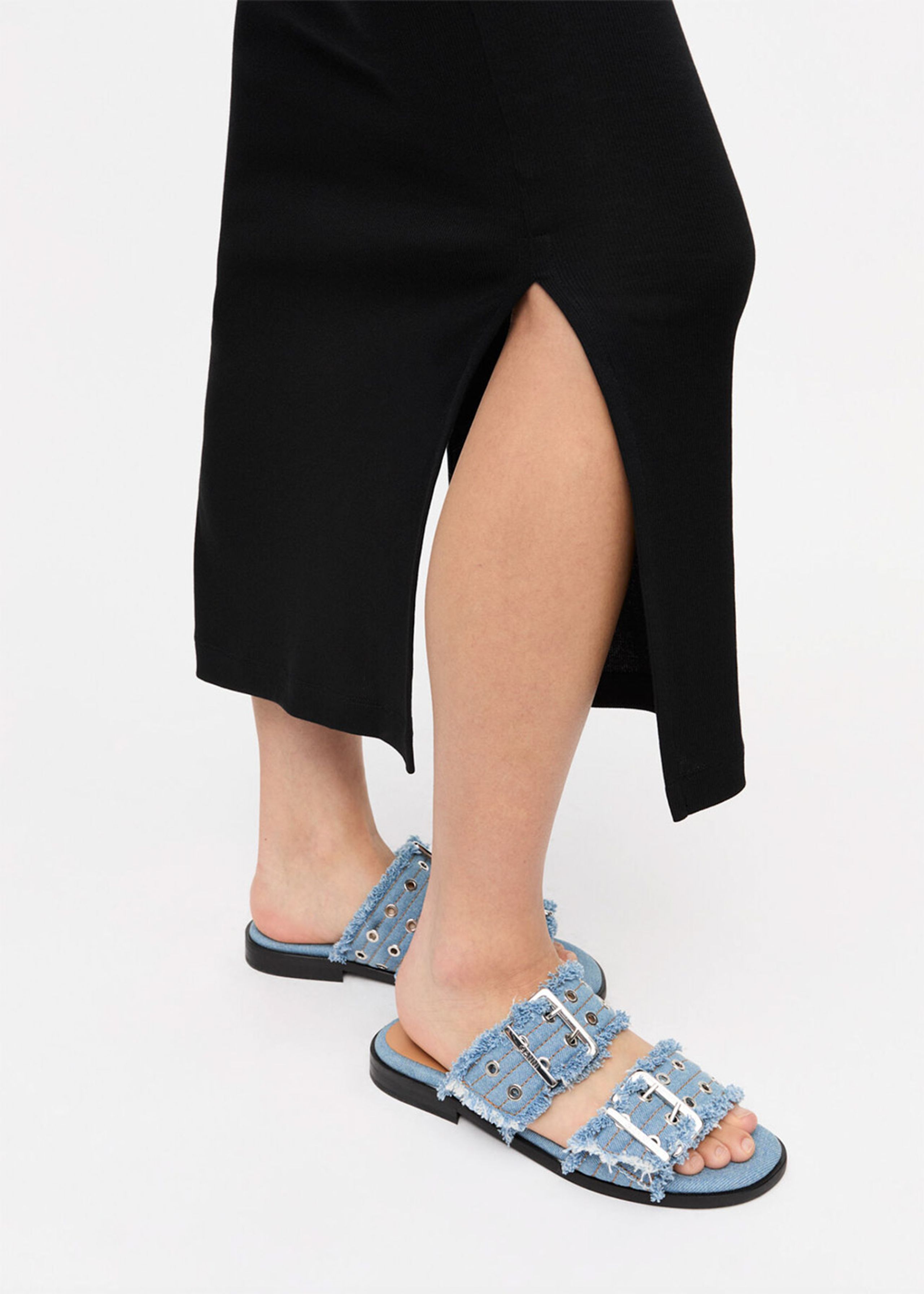 Ganni - Sandaalit - Feminine Buckle Two Strap Sandal Charms Denim - Faded Denim