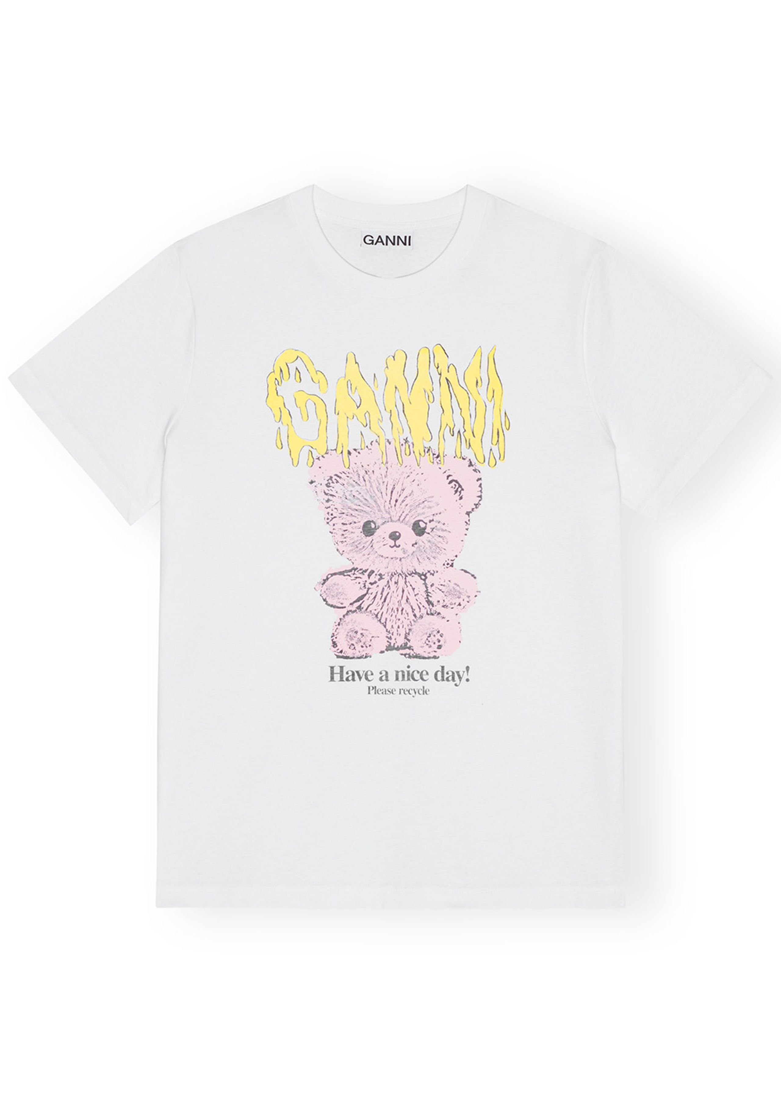 Ganni - T-Shirt - Basic Cotton Jersey Teddy Relaxed T-shirt - Bright White