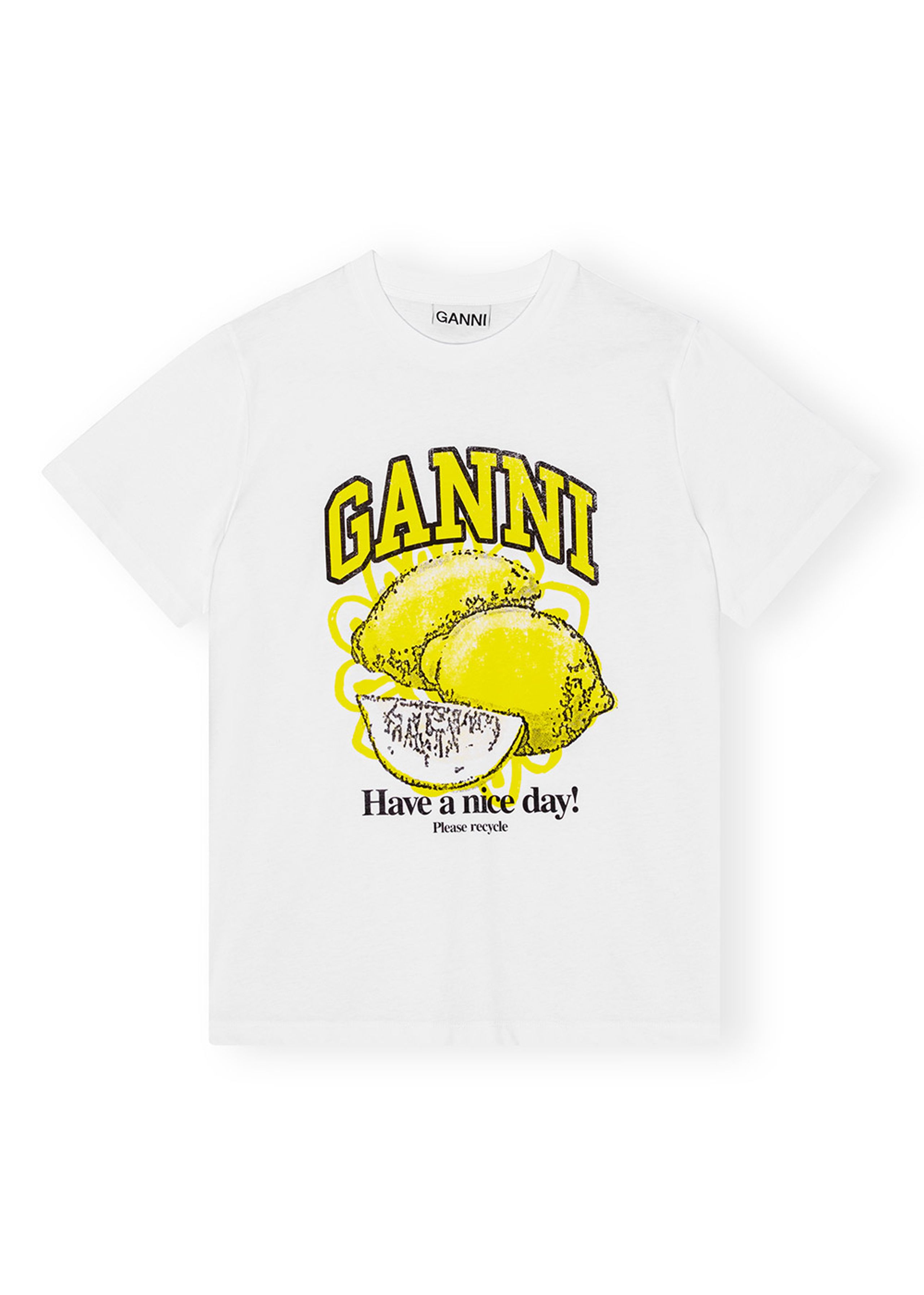 Ganni - Camiseta - Basic Jersey Lemon Relaxed T-shirt - Bright white