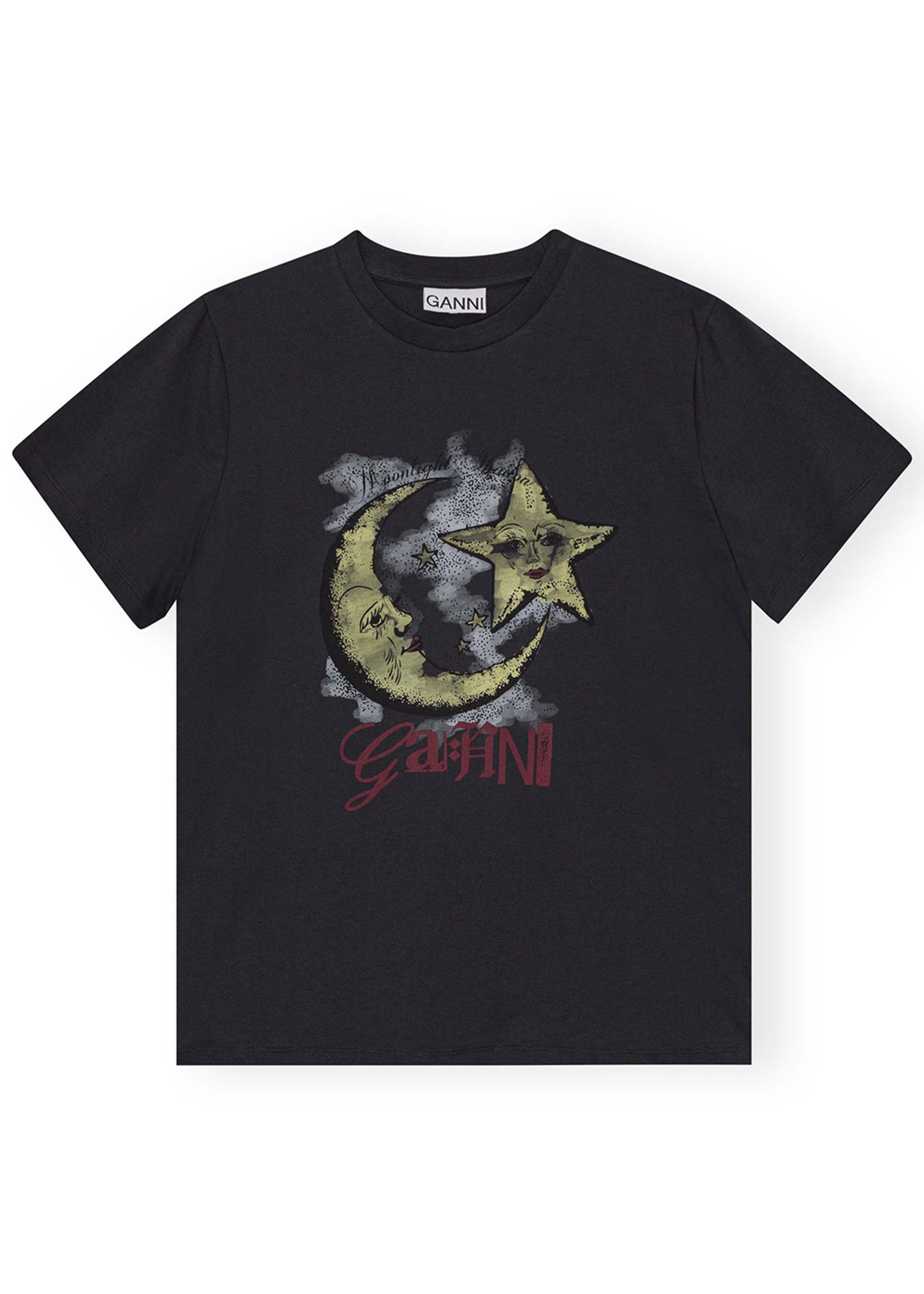 Ganni - Tričko - Basic Jersey Moonlight Relaxed T-shirt - Phantom