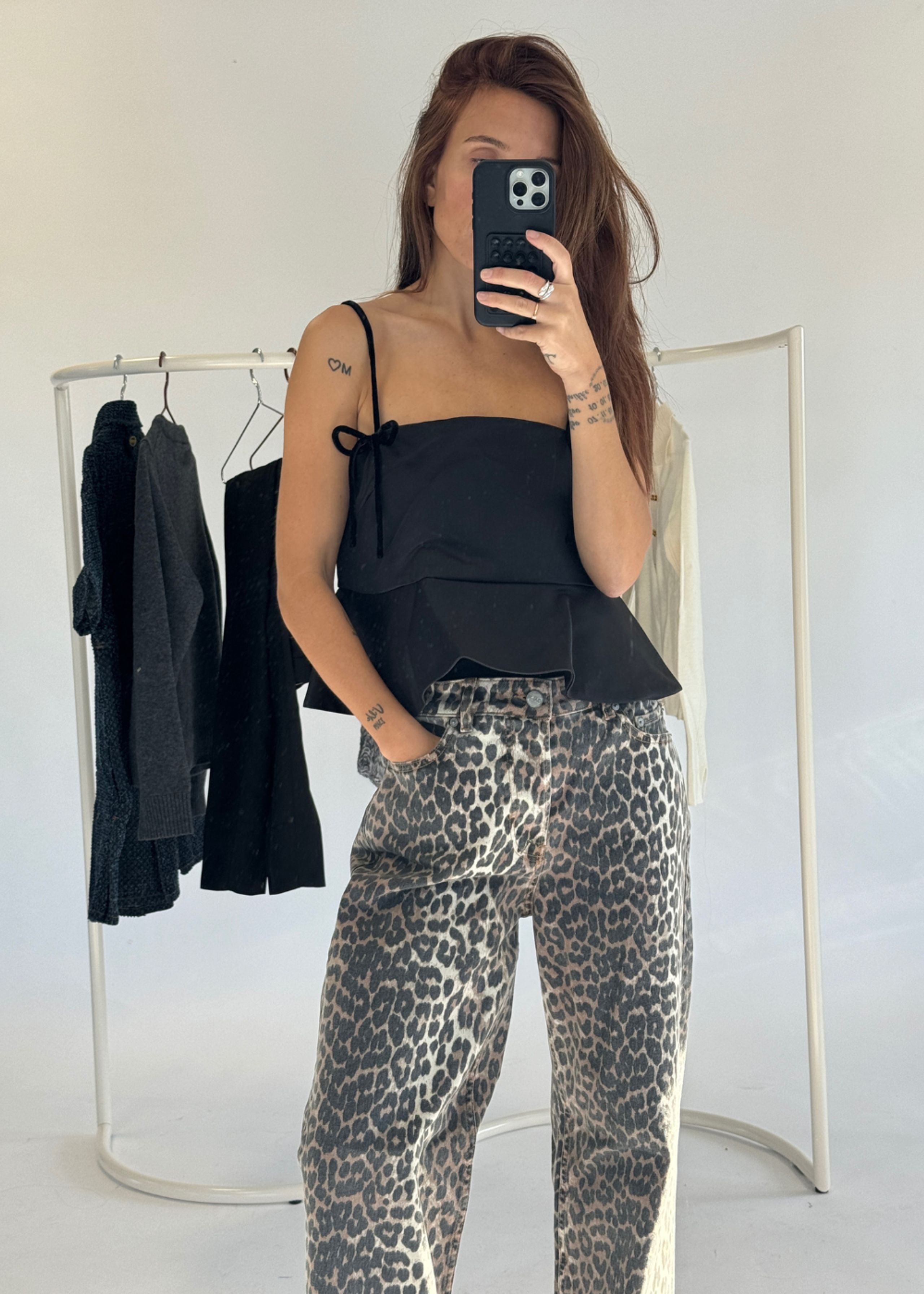 Ganni - Top - Duchesse Satin Top - Black