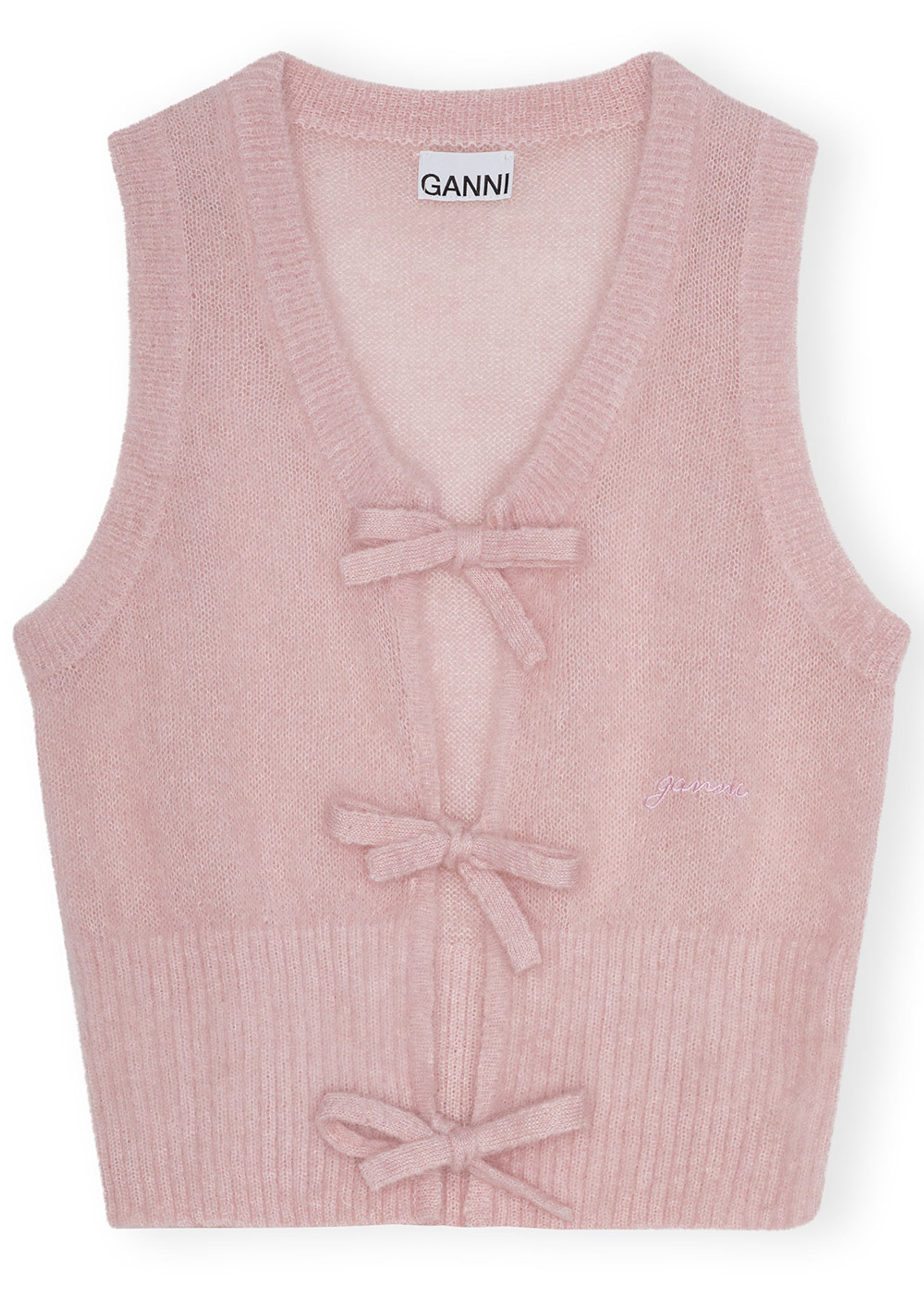 Ganni - Vest - Light Mohair Tie String Vest - Lilac Sachet