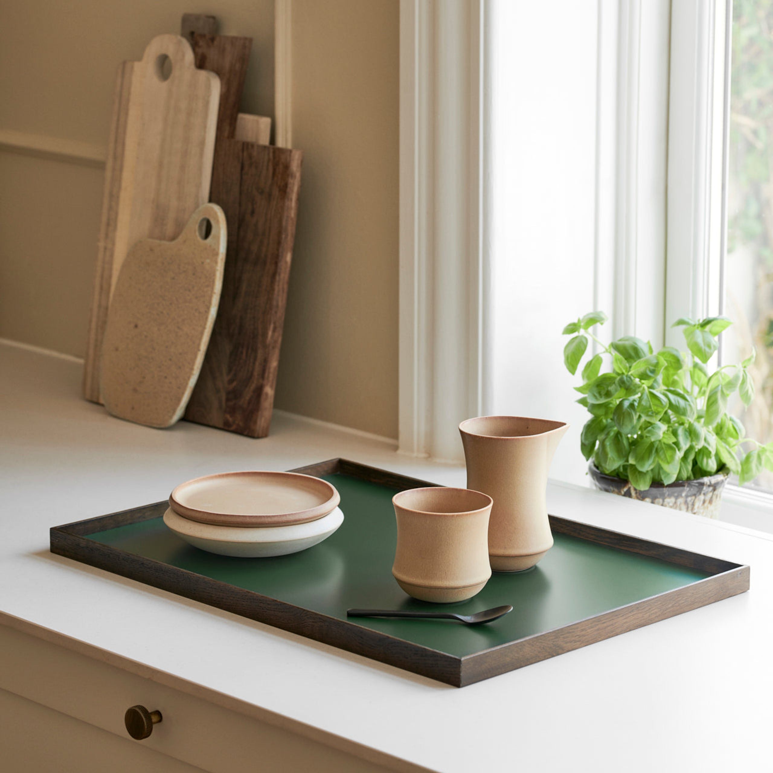 Gejst - Bakke - Frame Tray - Large / Green, Smoked Oak