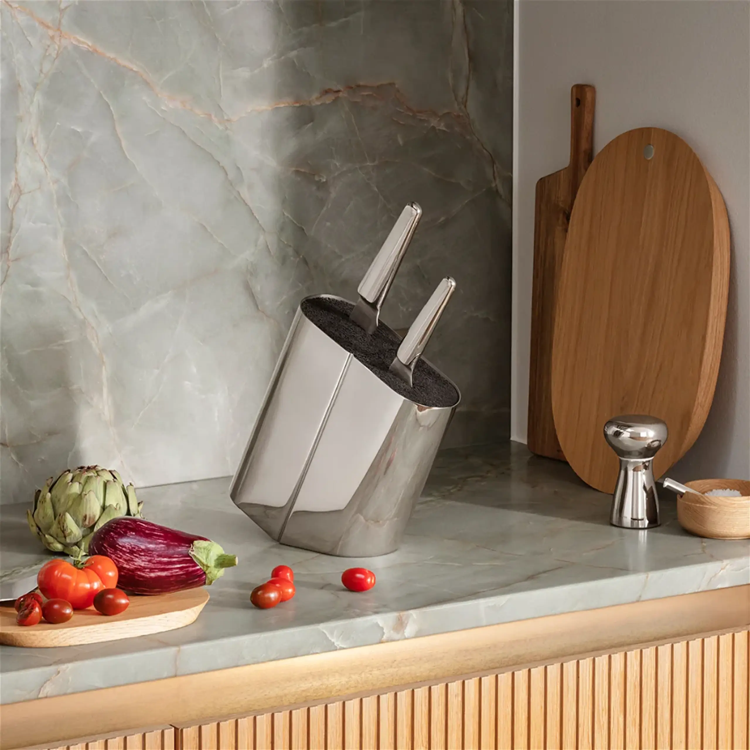 Georg Jensen - Blok na nože - Alfredo Knife Stand - STAINLESS STEEL, MIRROR