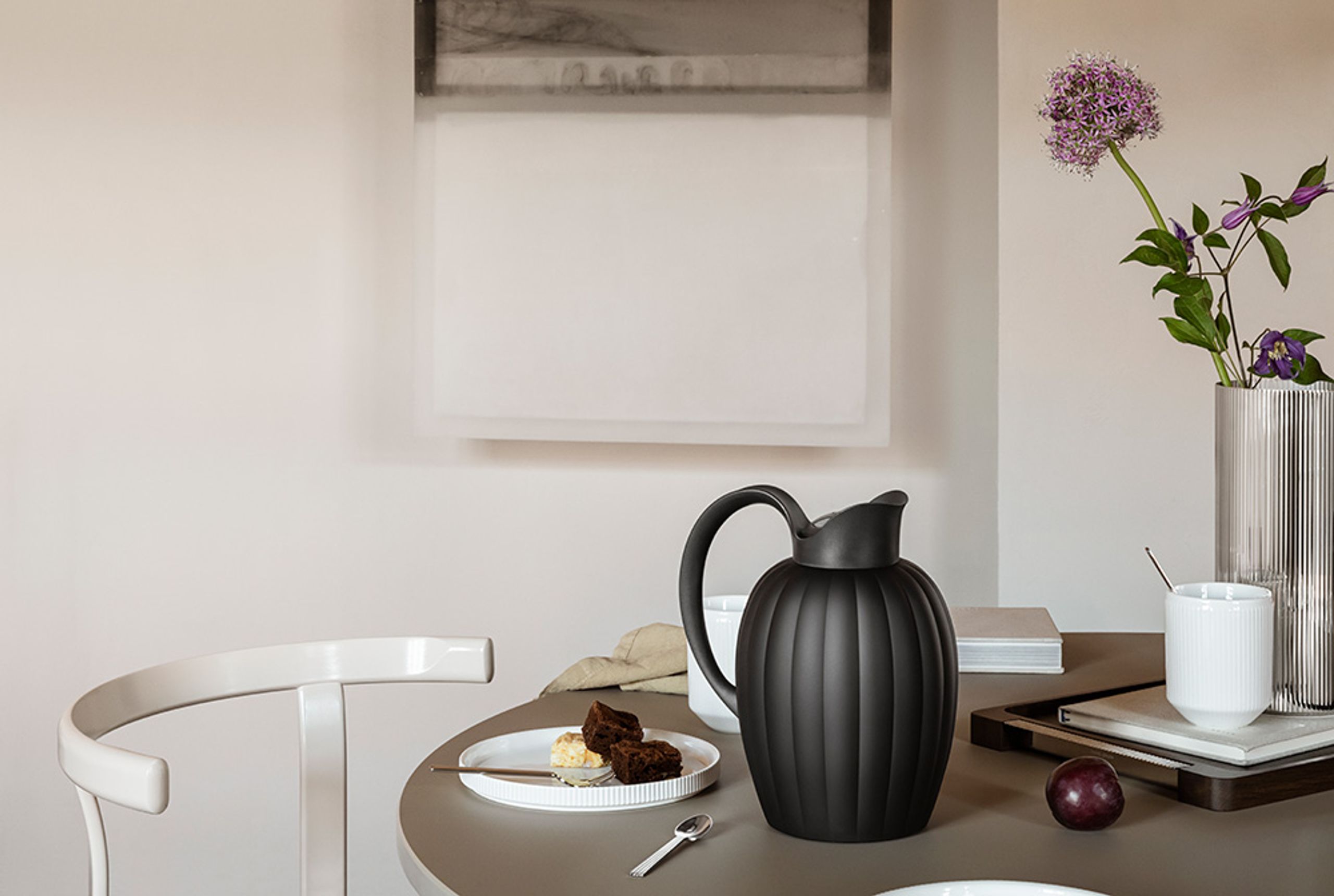 Georg Jensen - Thermos - Bernadotte Thermo Jug W. Push Stopper - 1L - Midnight Black