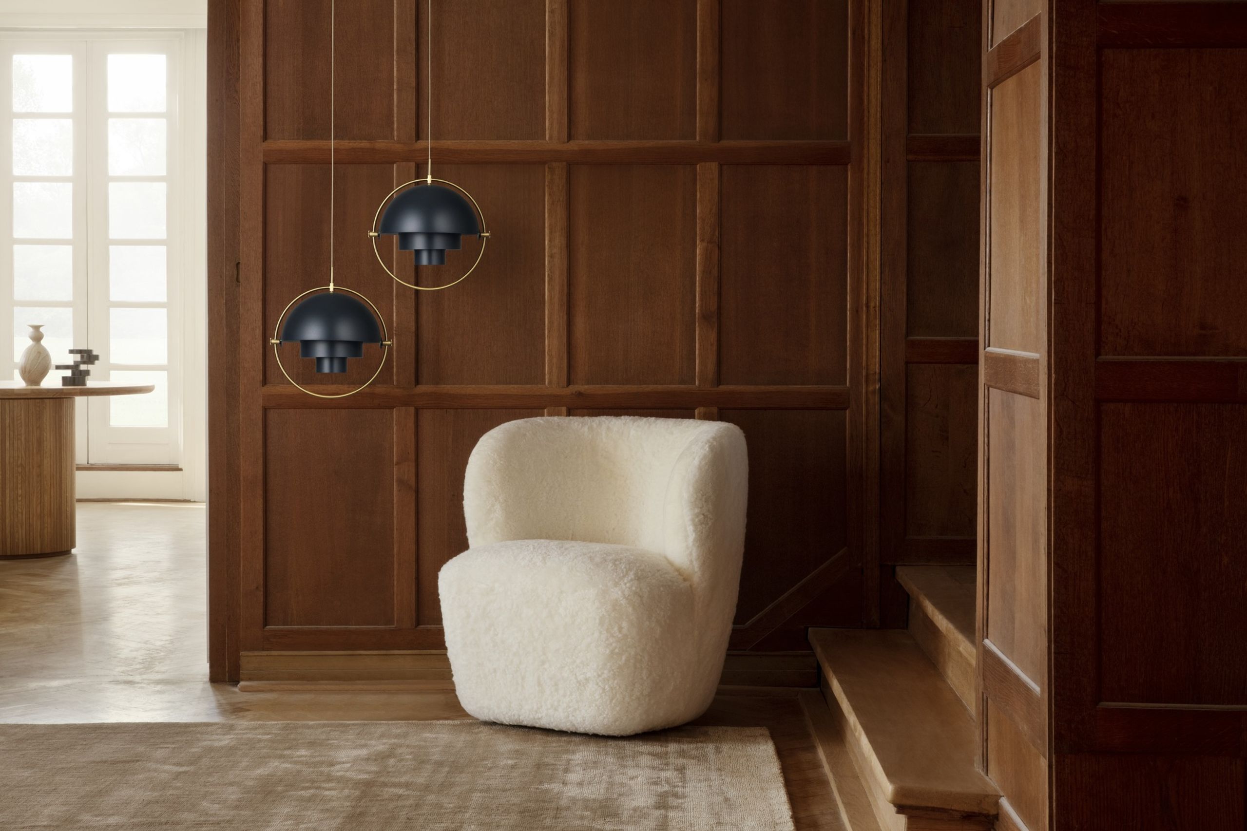 GUBI - Pendel - Multi-Lite Pendant - Small - Base: Brass / Shade: White Semi Matt