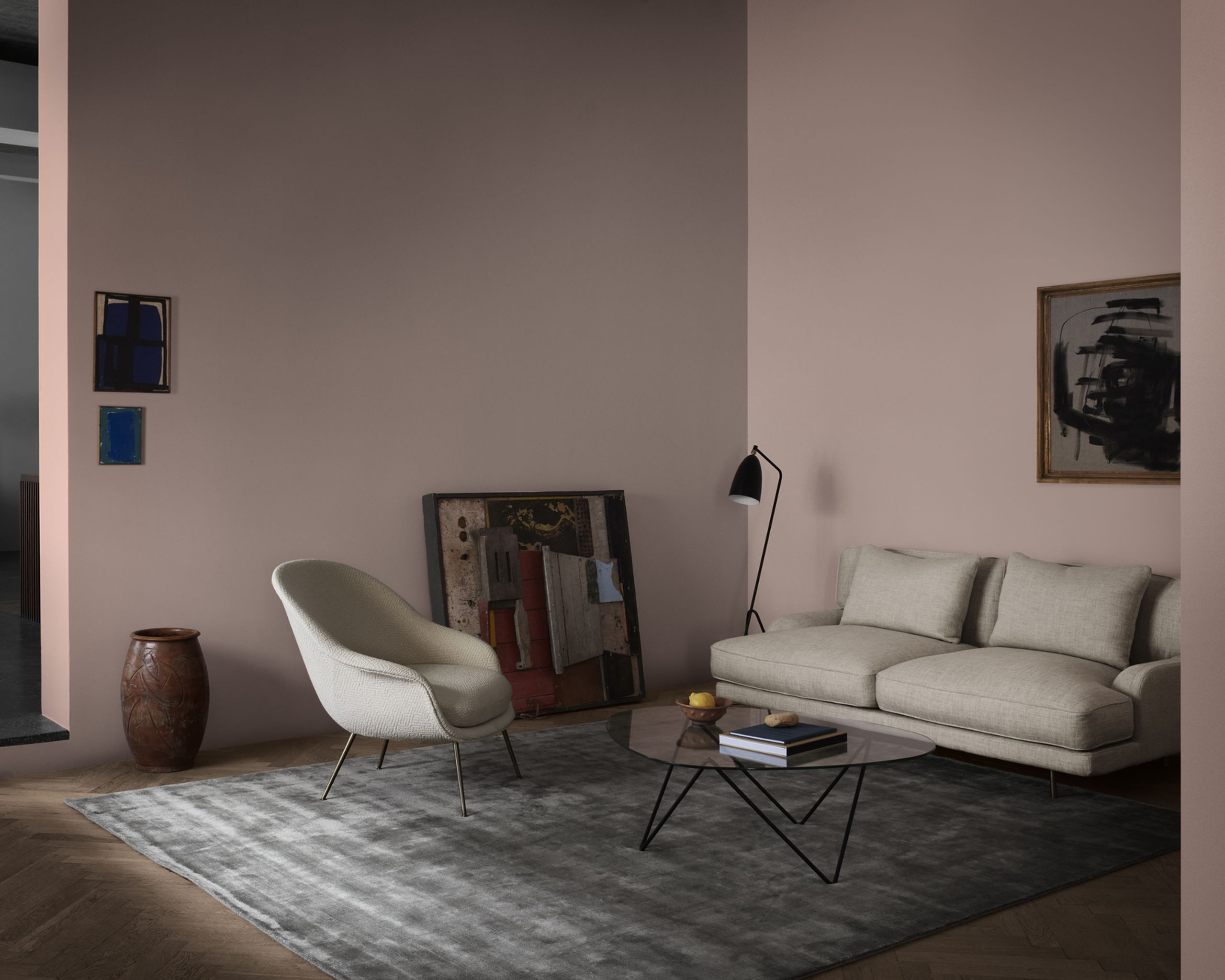 GUBI - Sofabord - Pedrera Coffee Table - Base: Brass Semi Matt / Top: Transparent Glass