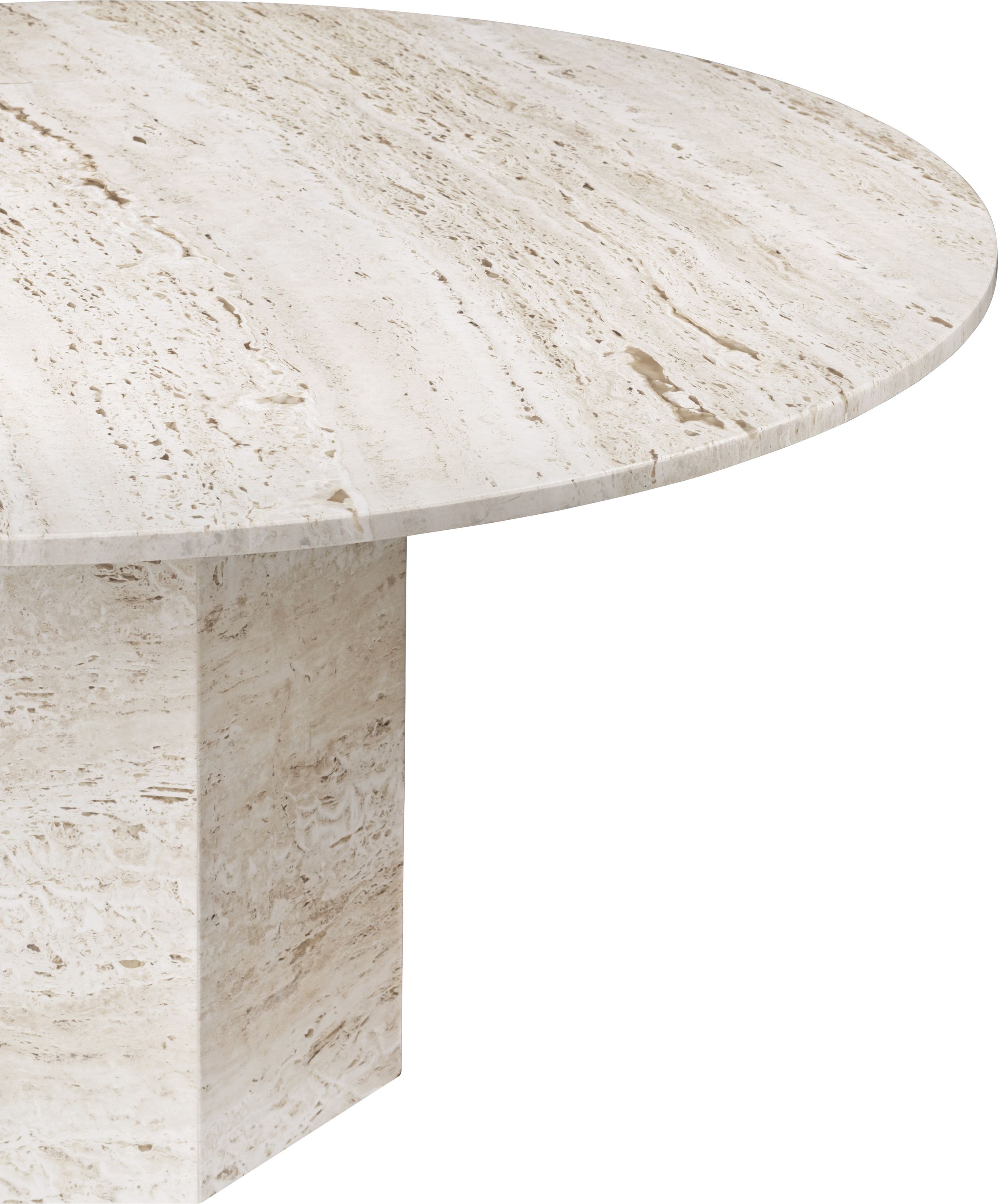 GUBI - Spisebord - Epic Dining Table - Round - Base: Neutral White / Top: Neutral White Travertine