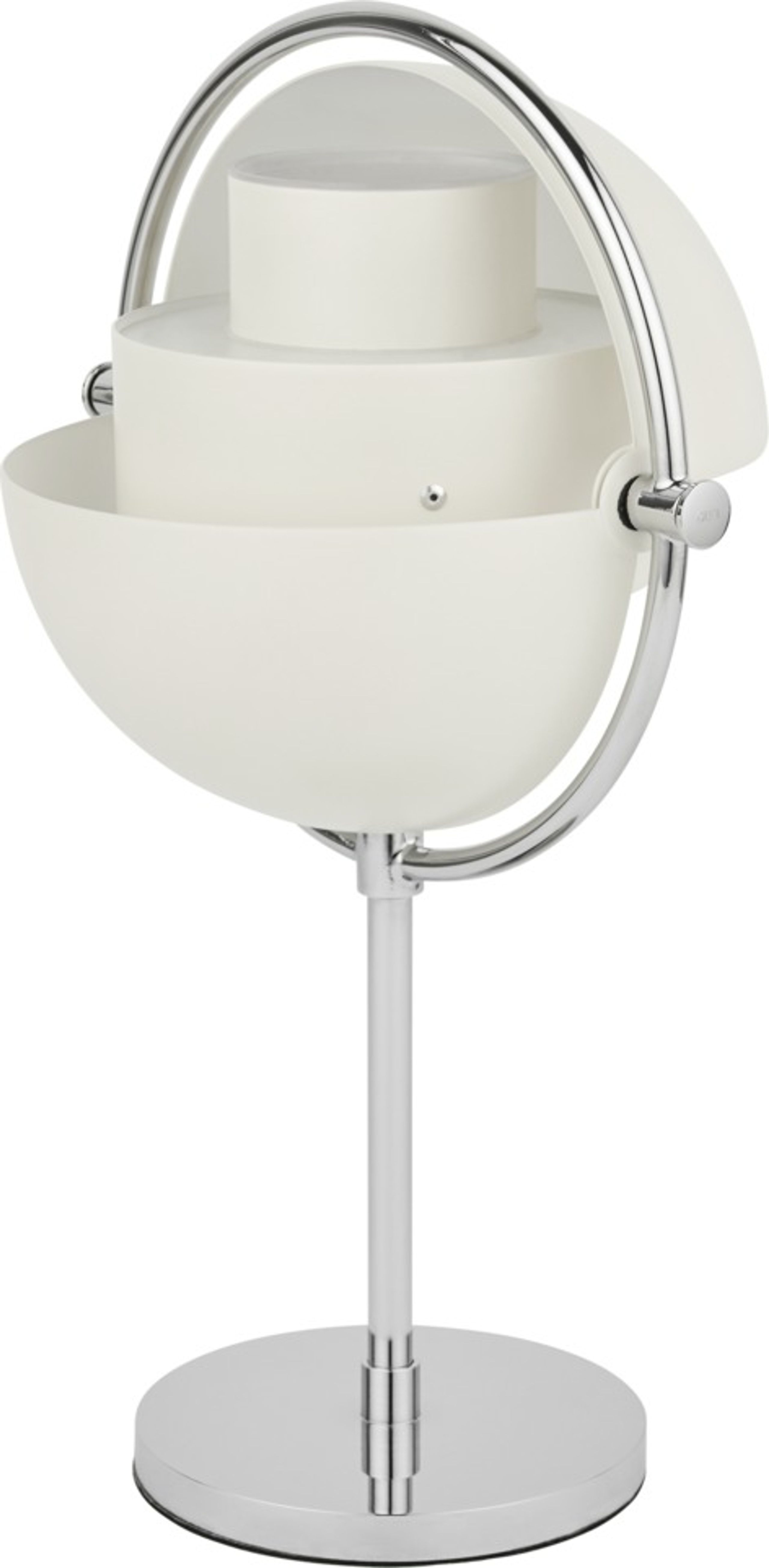 GUBI - Trådløs lampe - Multi-lite Portable Lamp, Eu - Lamp Base: Chrome, Lamp Shade: White Semi Matt