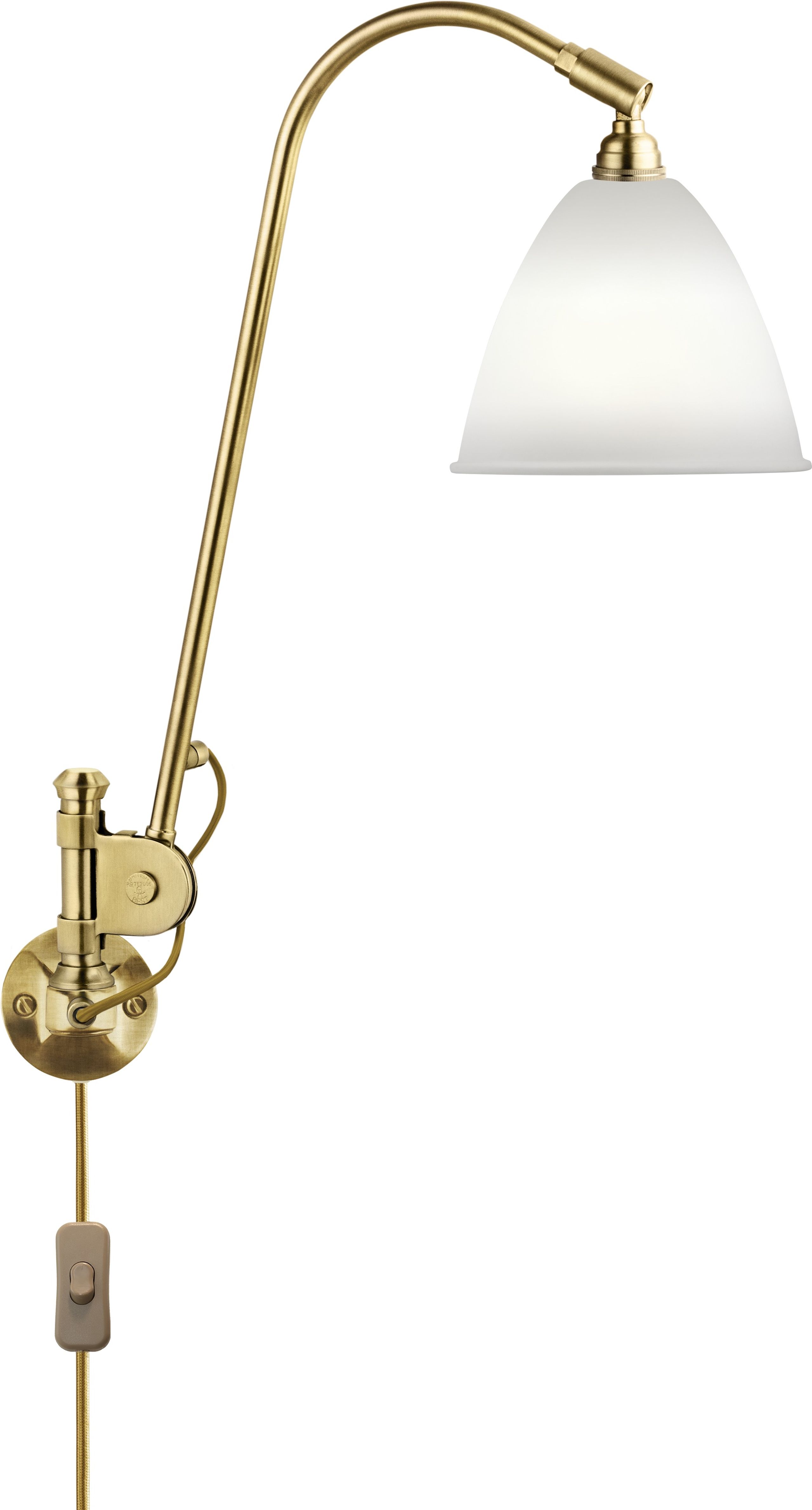 GUBI - Væglampe - BL6 Wall Lamp - Ø16 - Base: Brass / Shade: Bone China