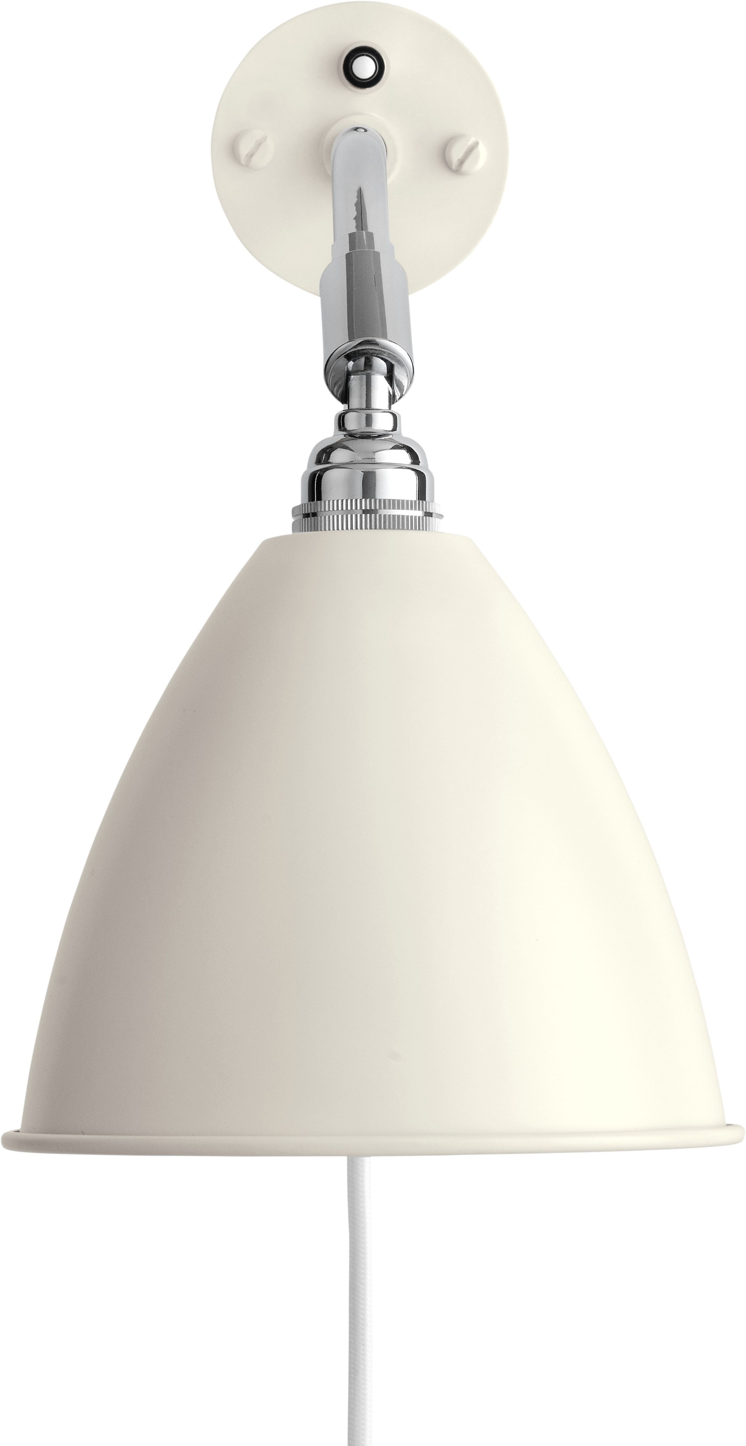 GUBI - Væglampe - BL7 Wall Lamp - Ø16 - Base: Chrome / Shade: Soft White Semi Matt