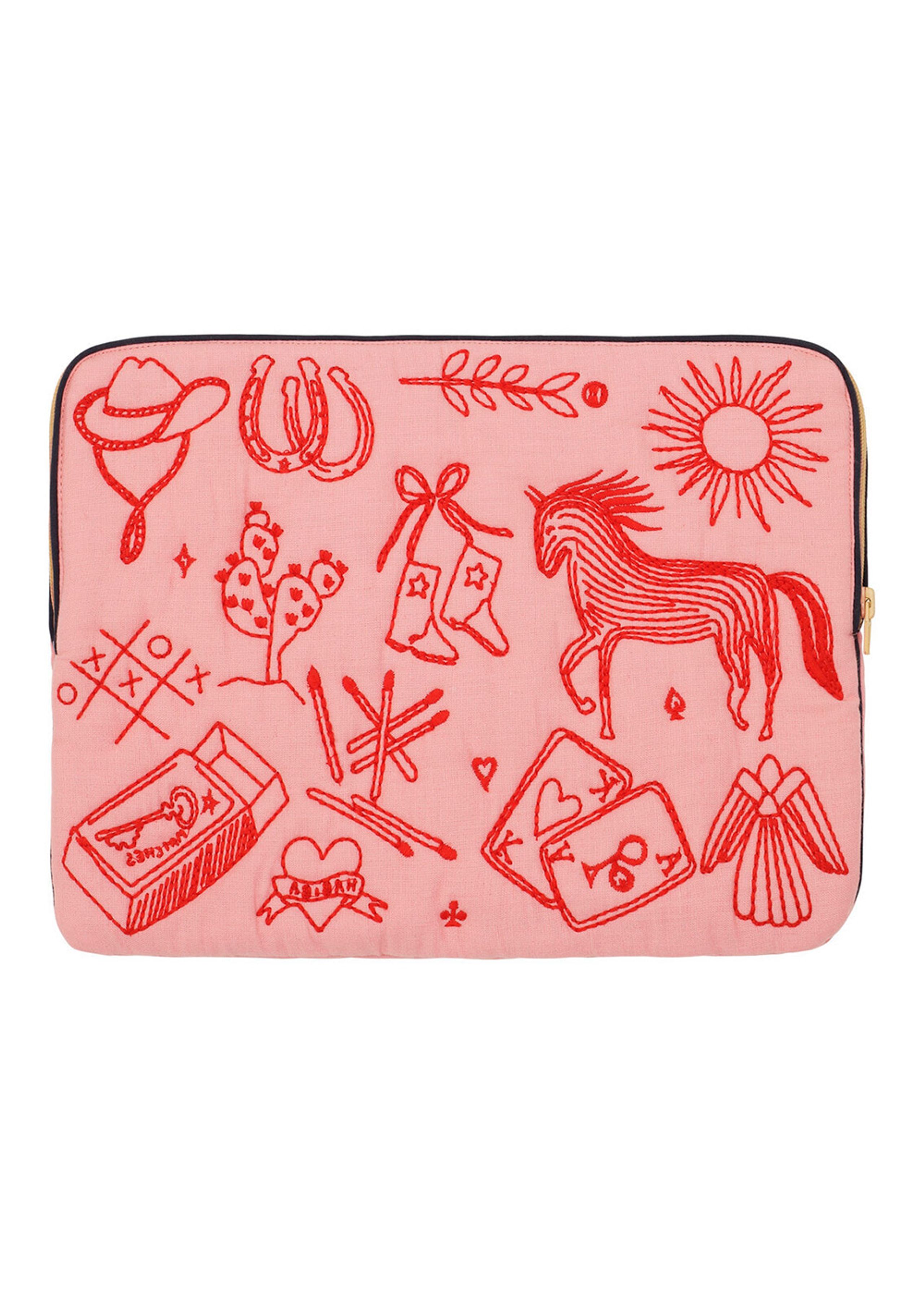 HABIBA - Computer Hoes - Polly Embroidery - Flamingo