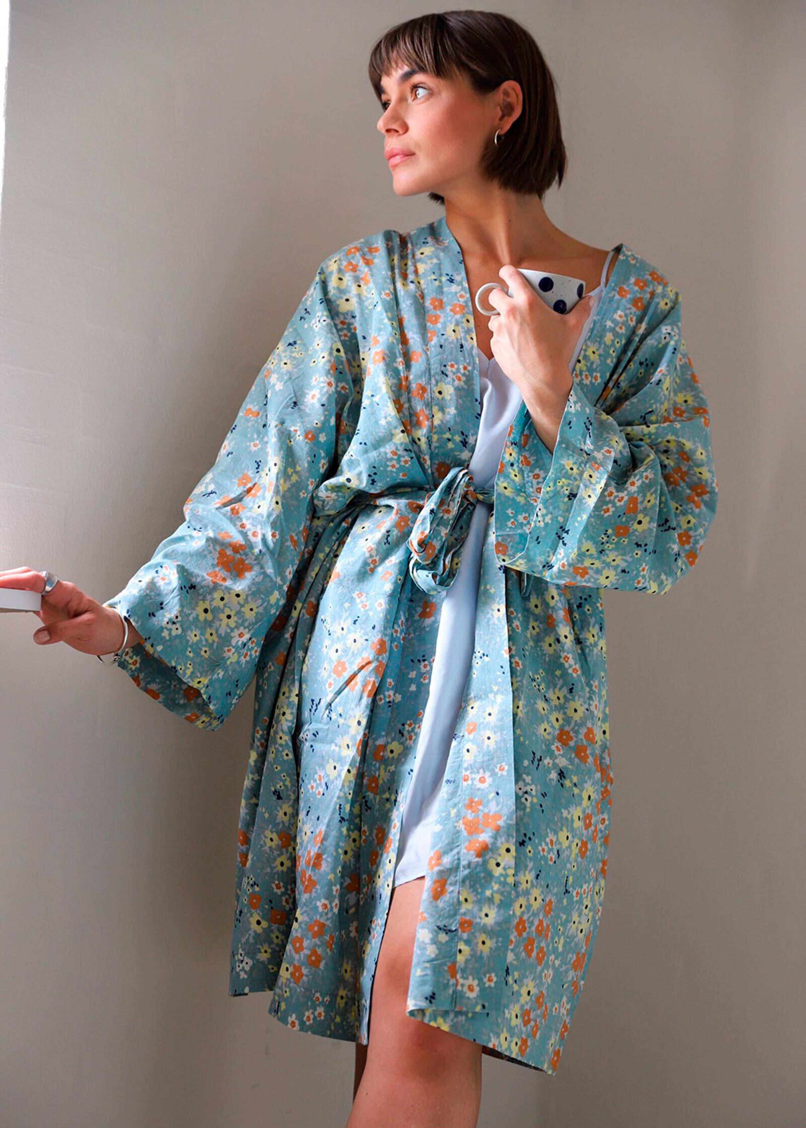 HABIBA - Kimono - Flower Field - Pastel Blue