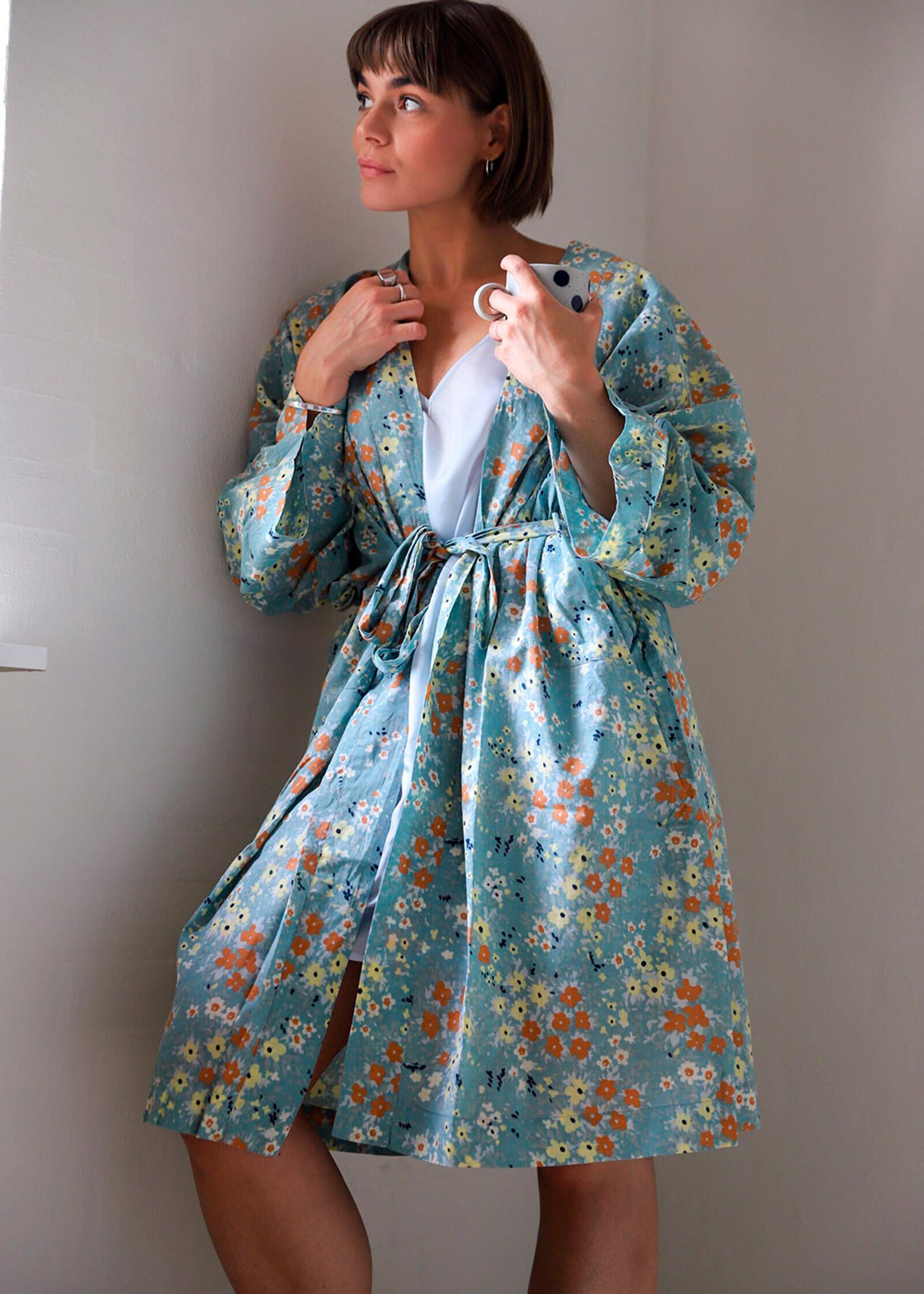 HABIBA - Kimono - Flower Field - Pastel Blue