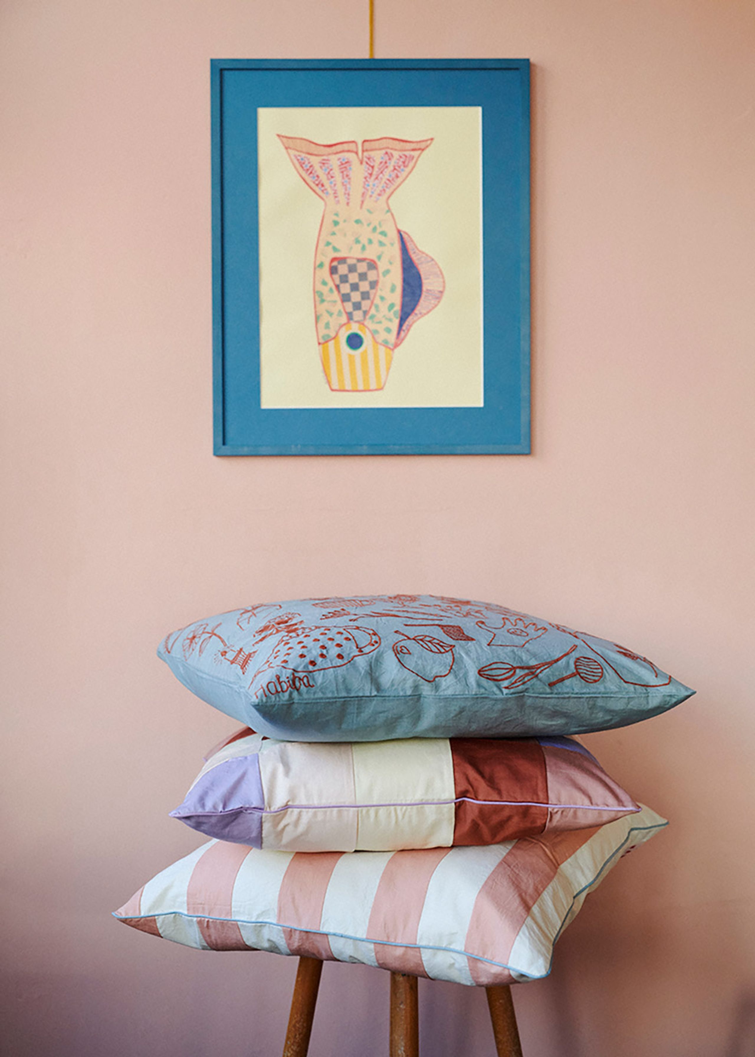 HABIBA - Kissen - Clea - Pastel Blue