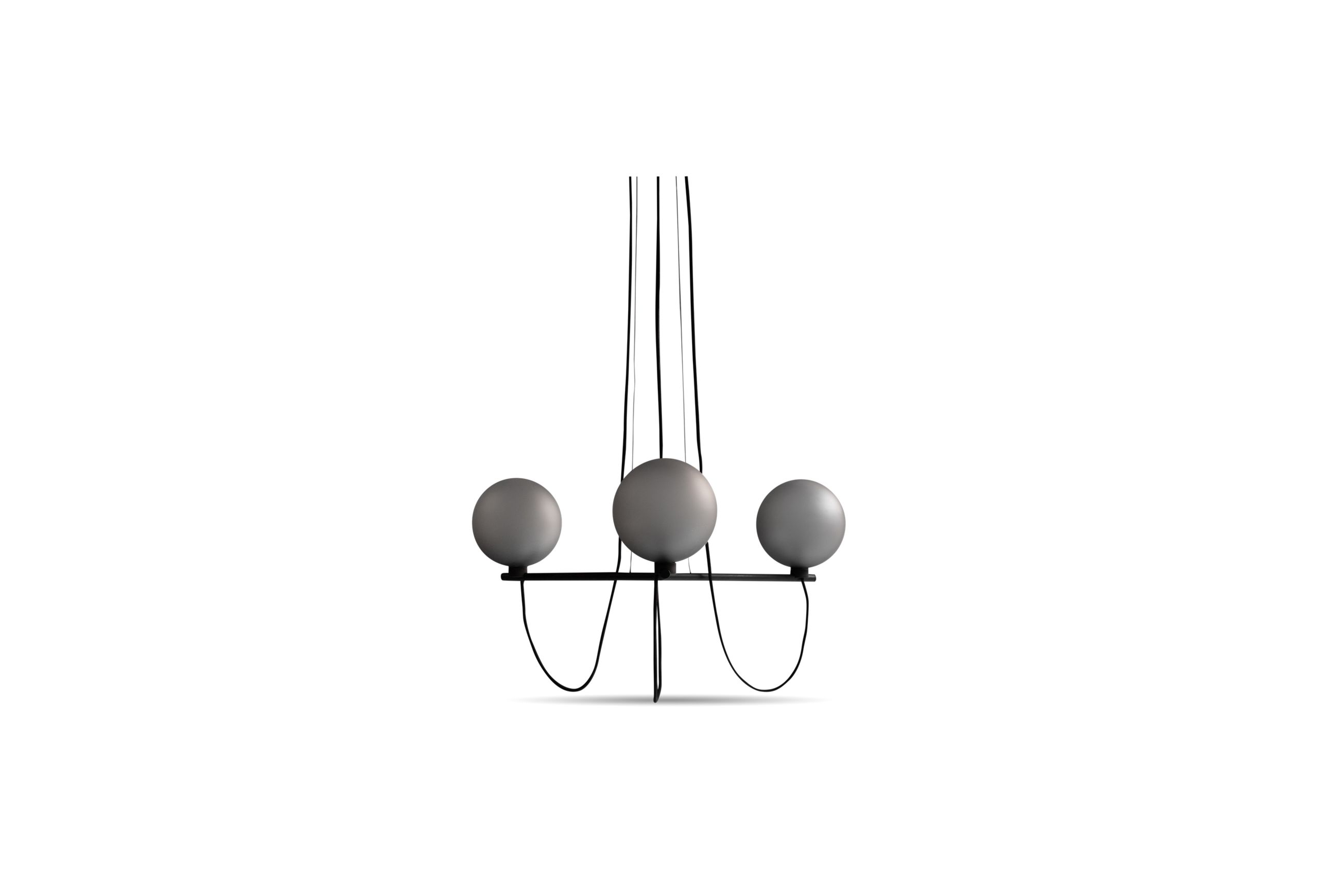 Handvärk - Lampe - 3 GLOBE CHANDELIER - Powder coated steel & Tinted glass