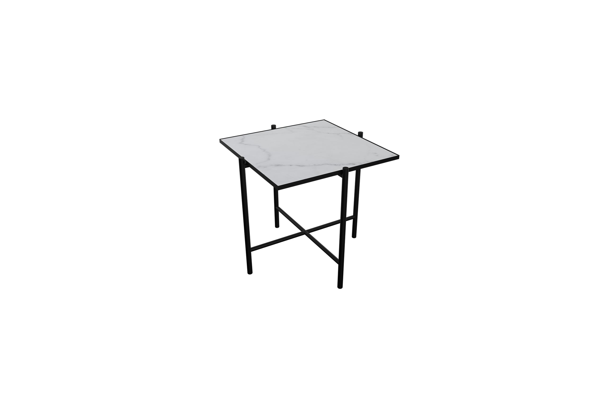 Handvärk - Sofabord - Side Table af Emil Thorup - Sort Stel - Statuario / Hvidt Marmor