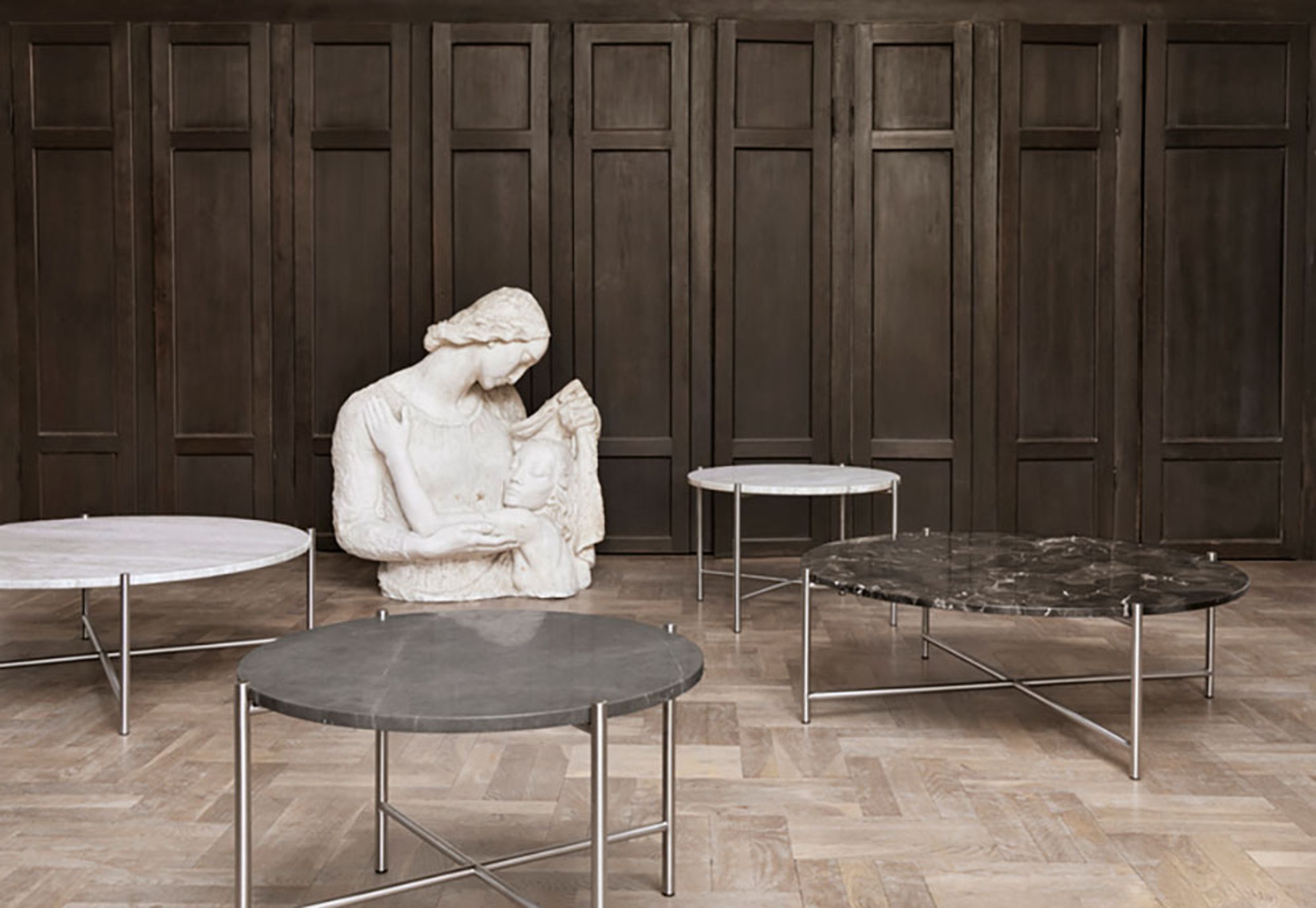 Handvärk - Sofabord - Round Coffee Table - Beige Marble/Black 90