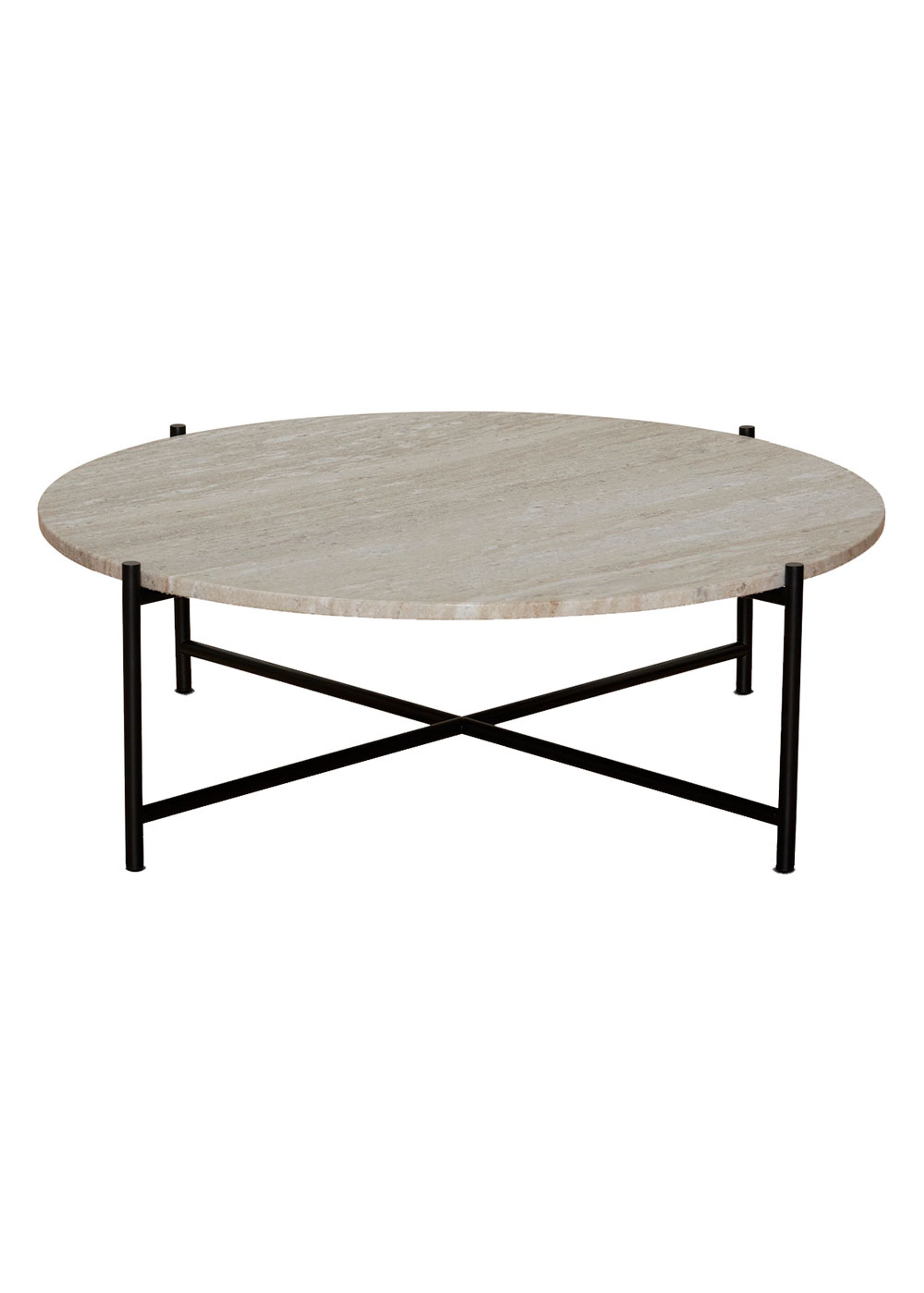 Handvärk - Sofabord - Round Coffee Table - Beige Marble/Black 90