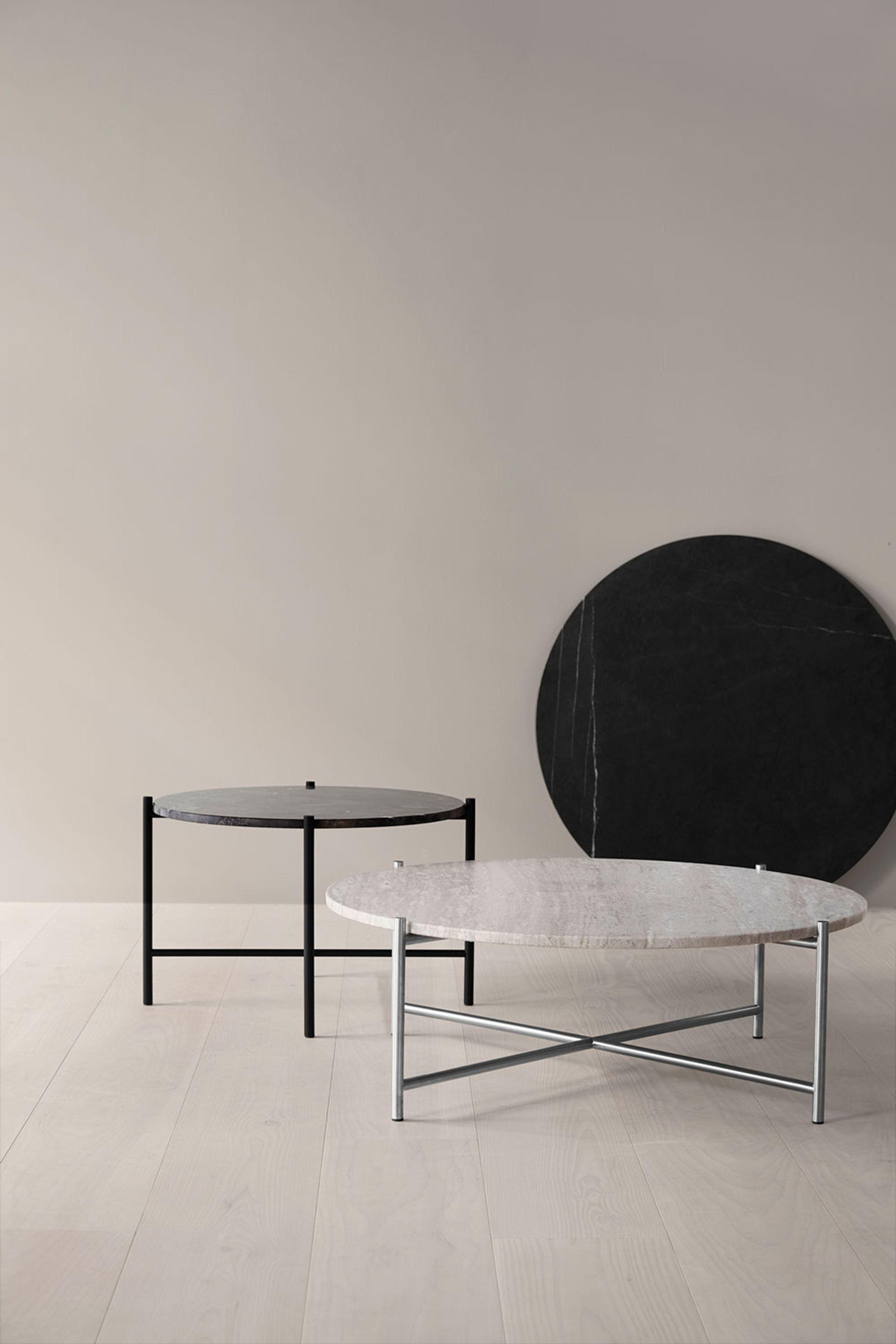 Handvärk - Sofabord - Round Coffee Table - Beige Marble/Black 90