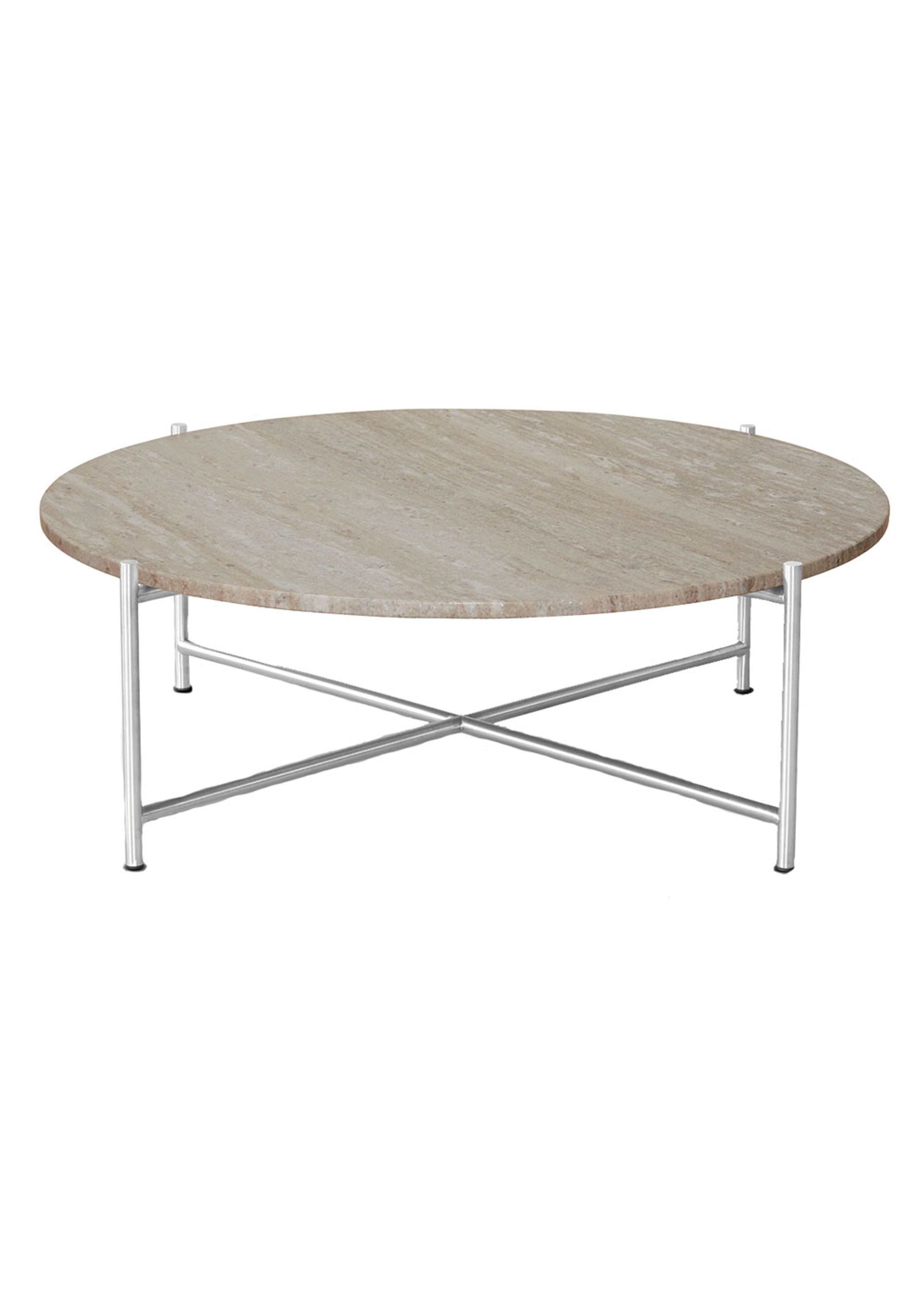 Handvärk - Tavolino da caffè - Round Coffee Table - Beige Marble/Stainless Steel 90
