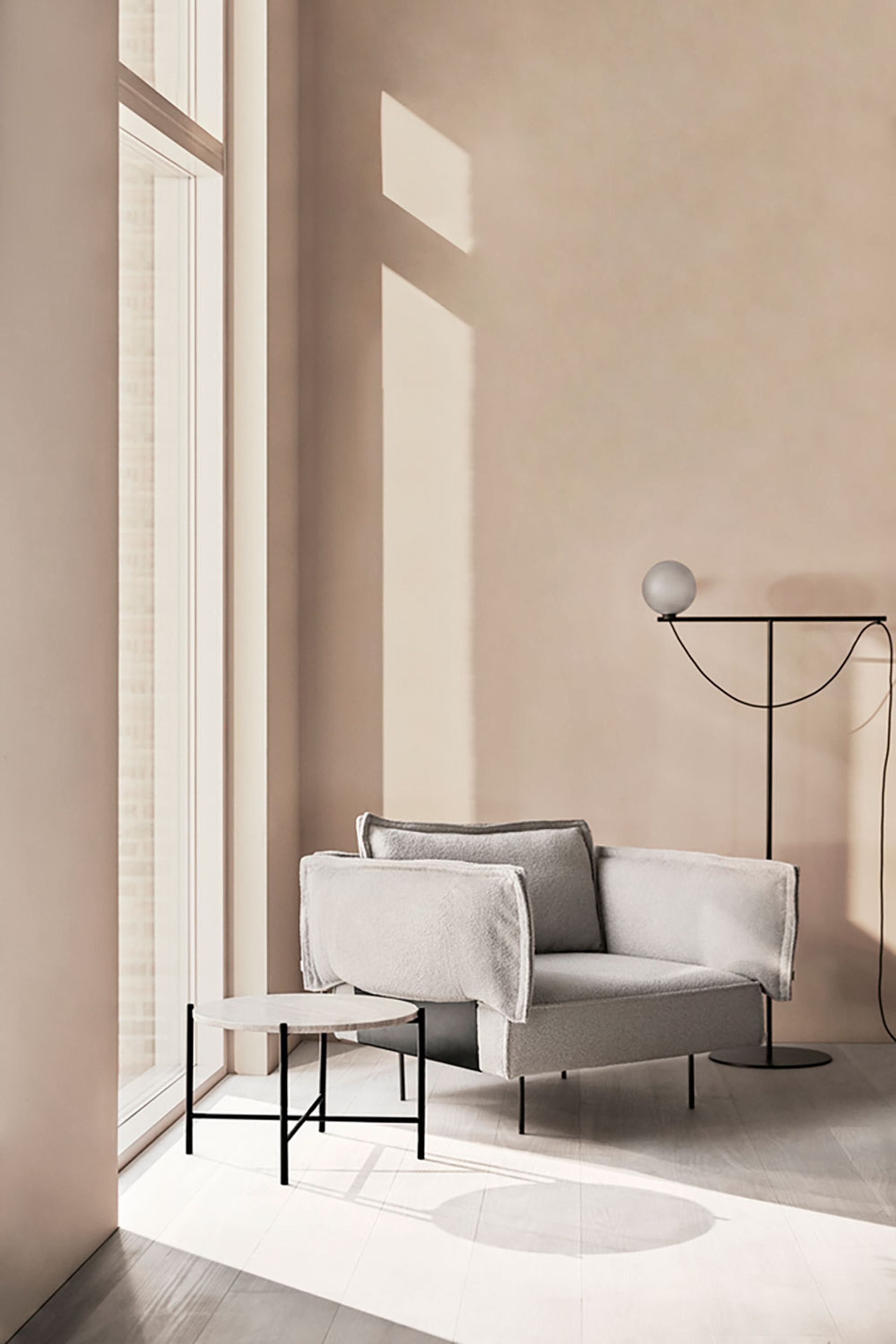 Handvärk - Tavolino da caffè - Round Coffee Table - Brown Marble/Black 60