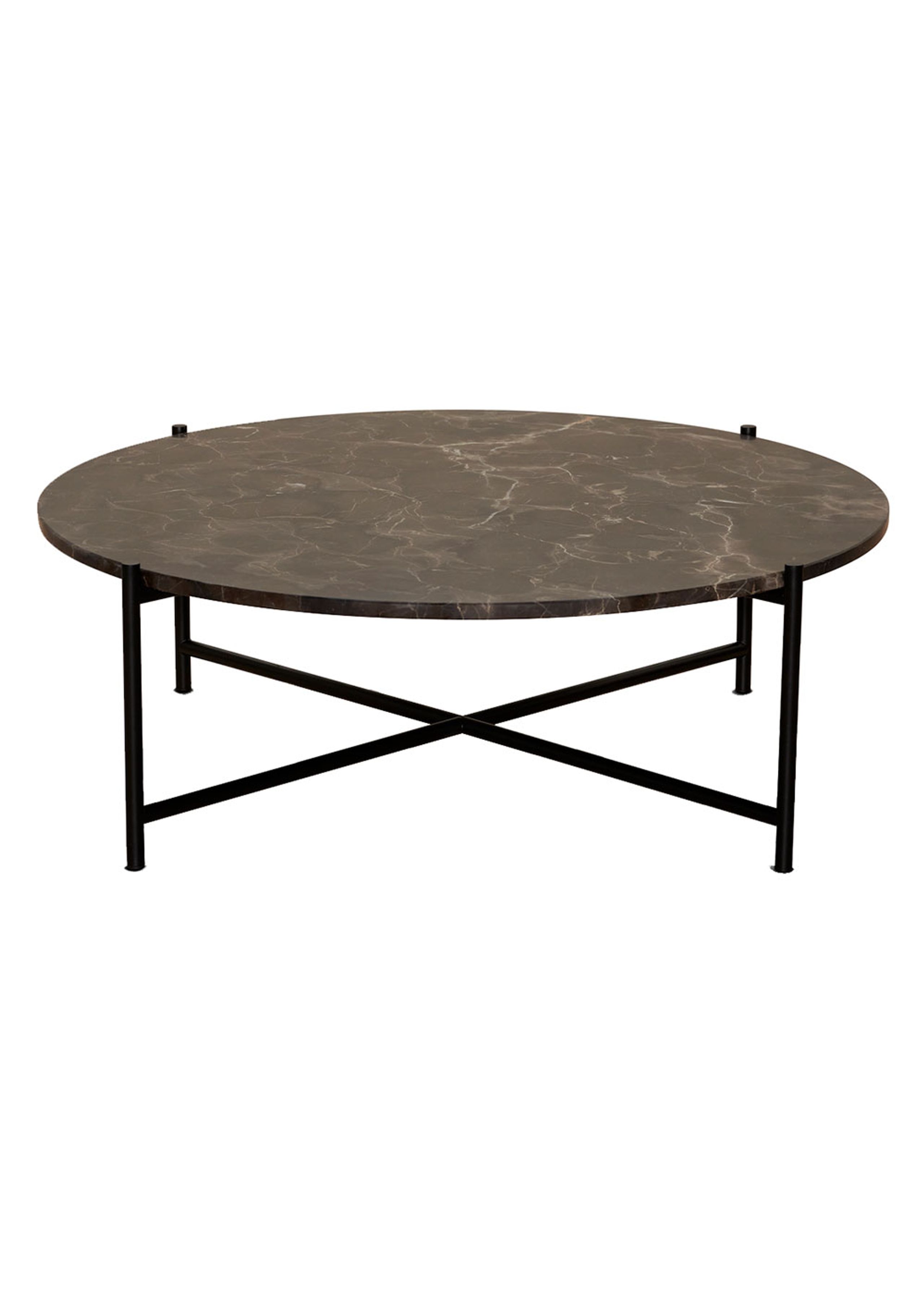 Handvärk - Coffee table - Round Coffee Table - Brown Marble/Black 90
