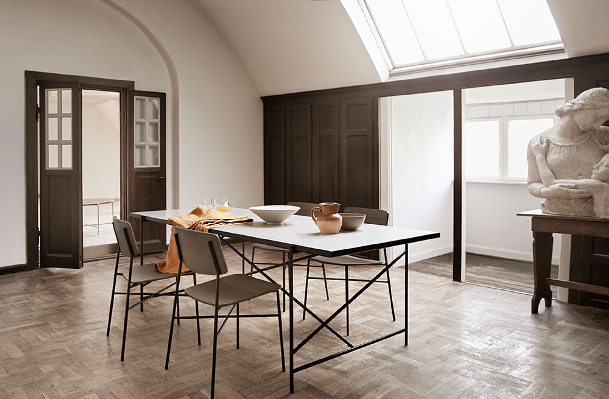 Handvärk - Dining Table - Dining Table 230 by Emil Thorup - Stainless Steel / Green Marble