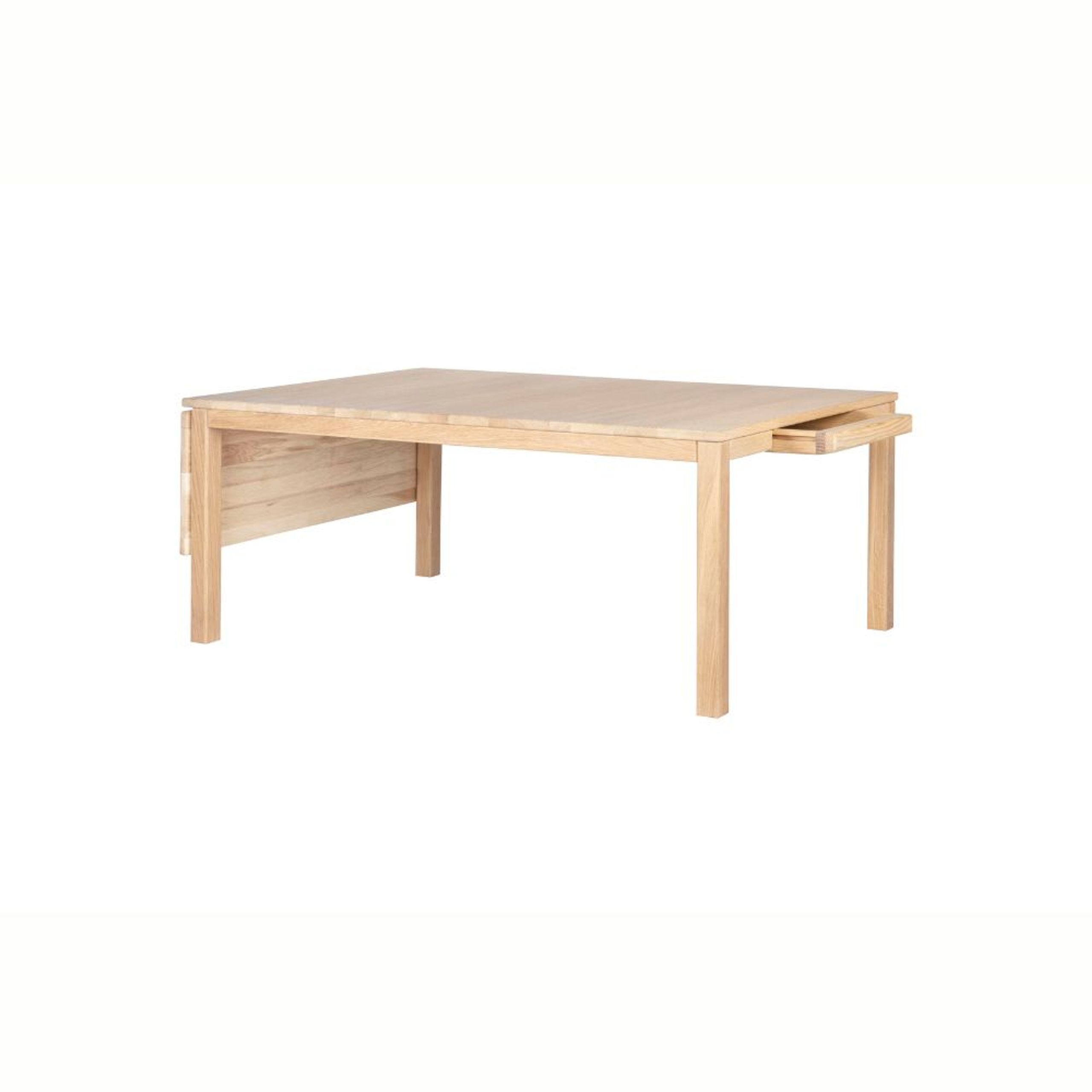 Haslev Møbelsnedkeri - Tavolino da caffè - Klassik Coffee Table - White Oiled Oak w/Drawer & 1 Leaf