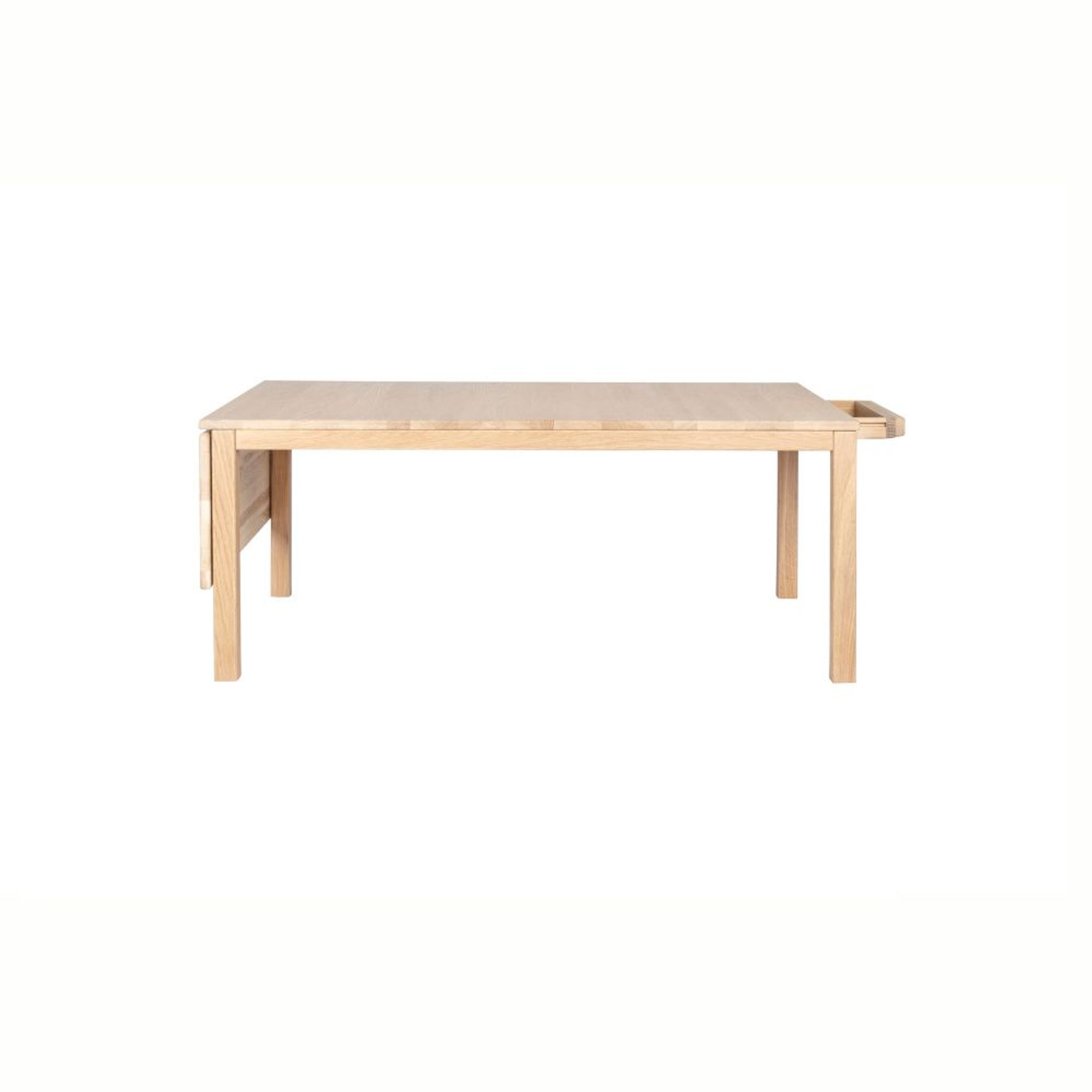 Haslev Møbelsnedkeri - Tavolino da caffè - Klassik Coffee Table - White Oiled Oak w/Drawer & 1 Leaf