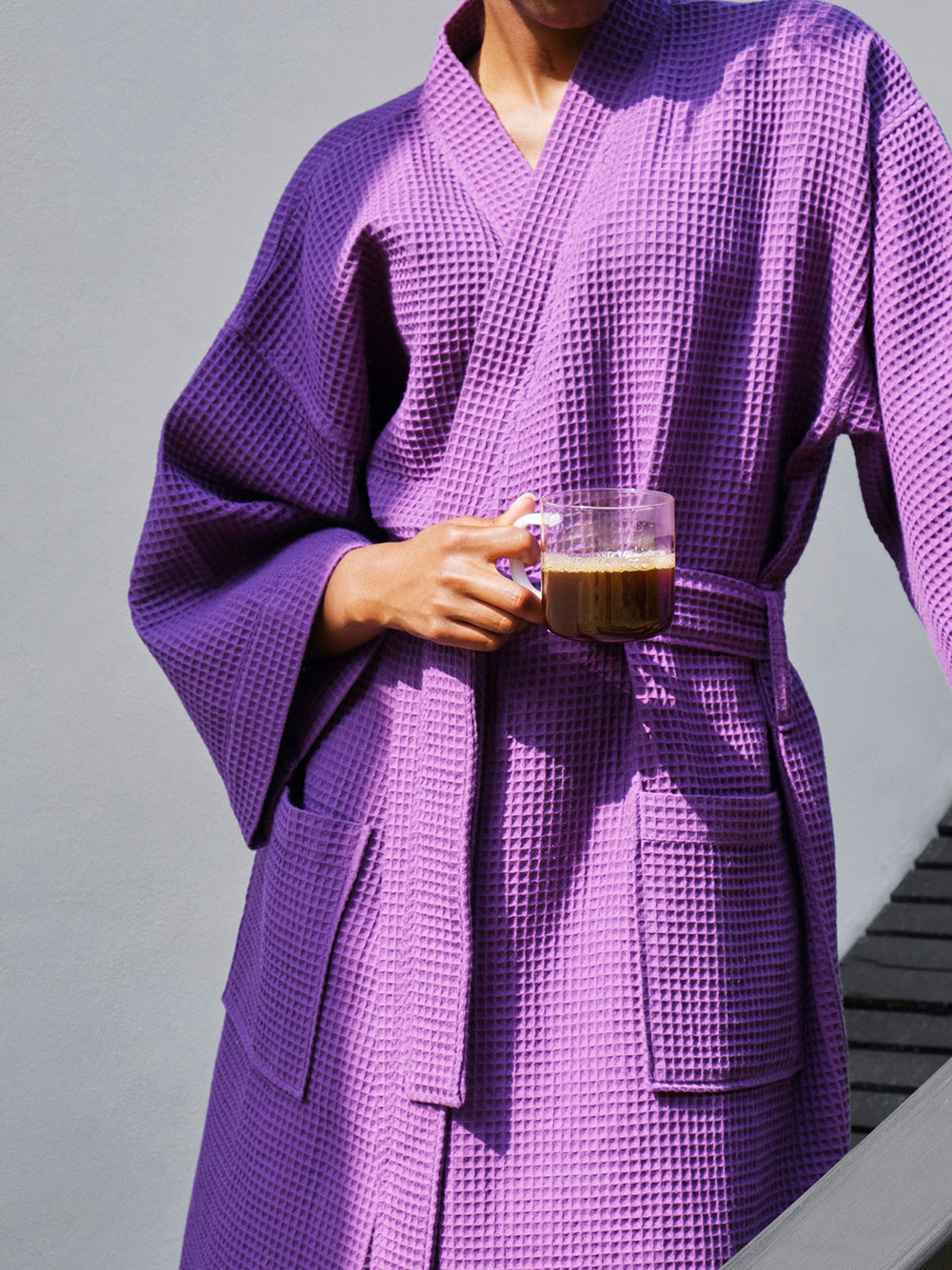 HAY - Szlafrok - Waffle Bathrobe - Vibrant Purple