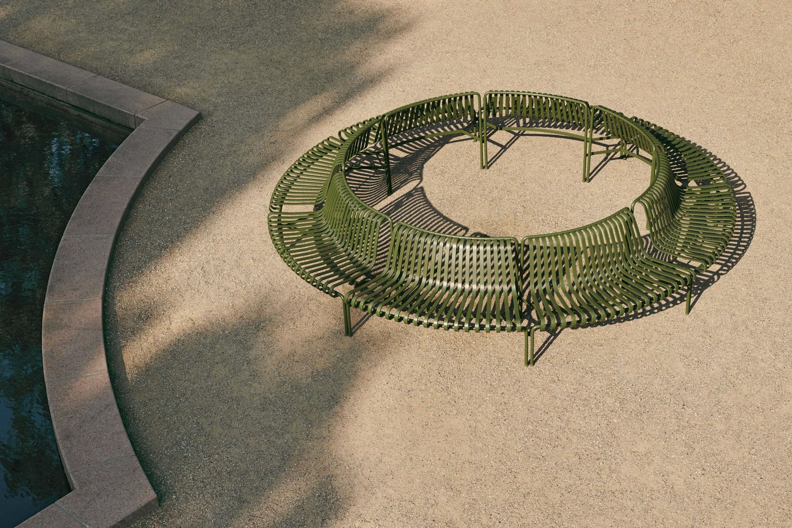 HAY - Bank - Palissade park dining bench -out- add-on - Olive