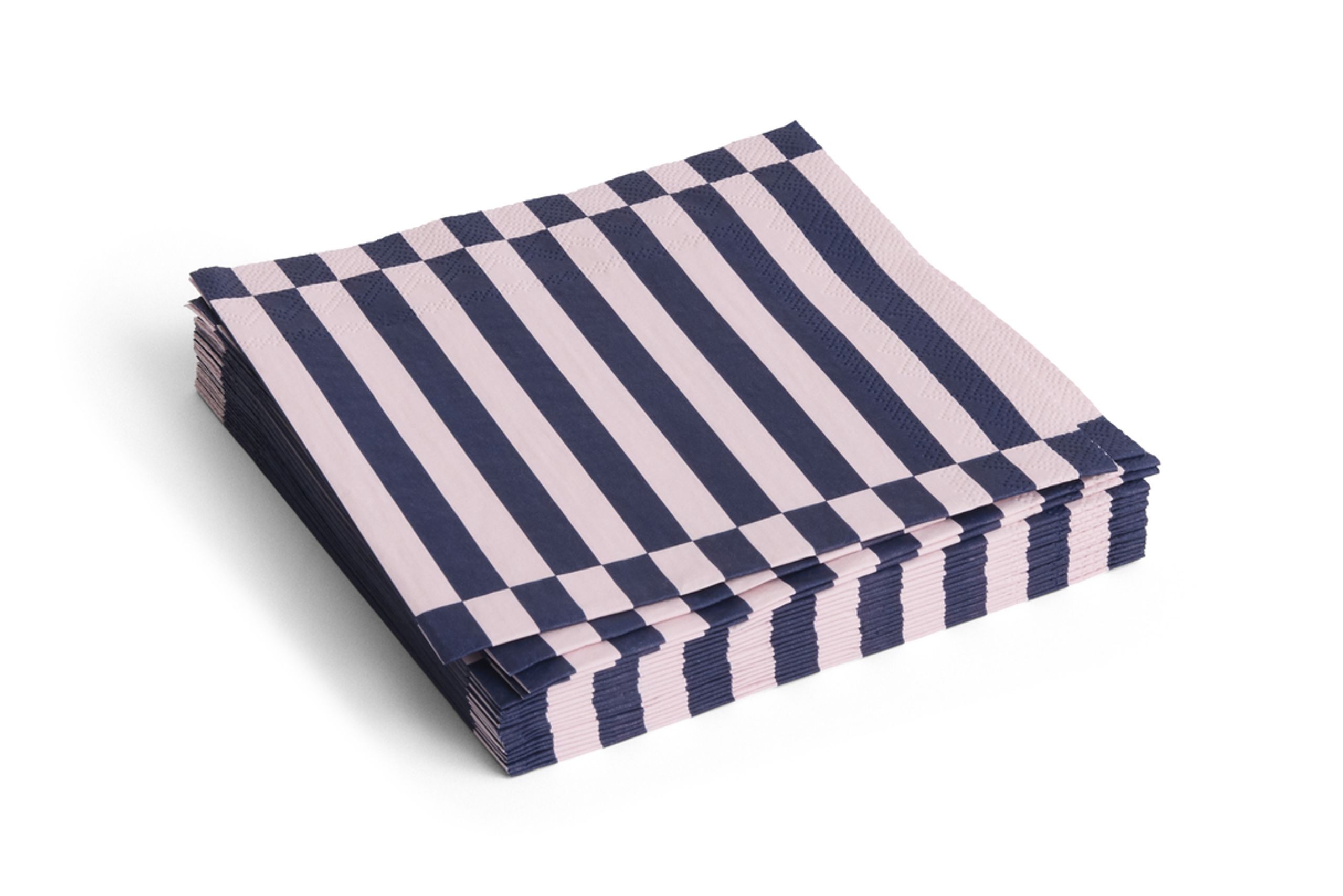 HAY - Bagefad - Pattern Napkins - Light Pink and Dark Blue - Pillar Stripe / Set of 20 - Dinner